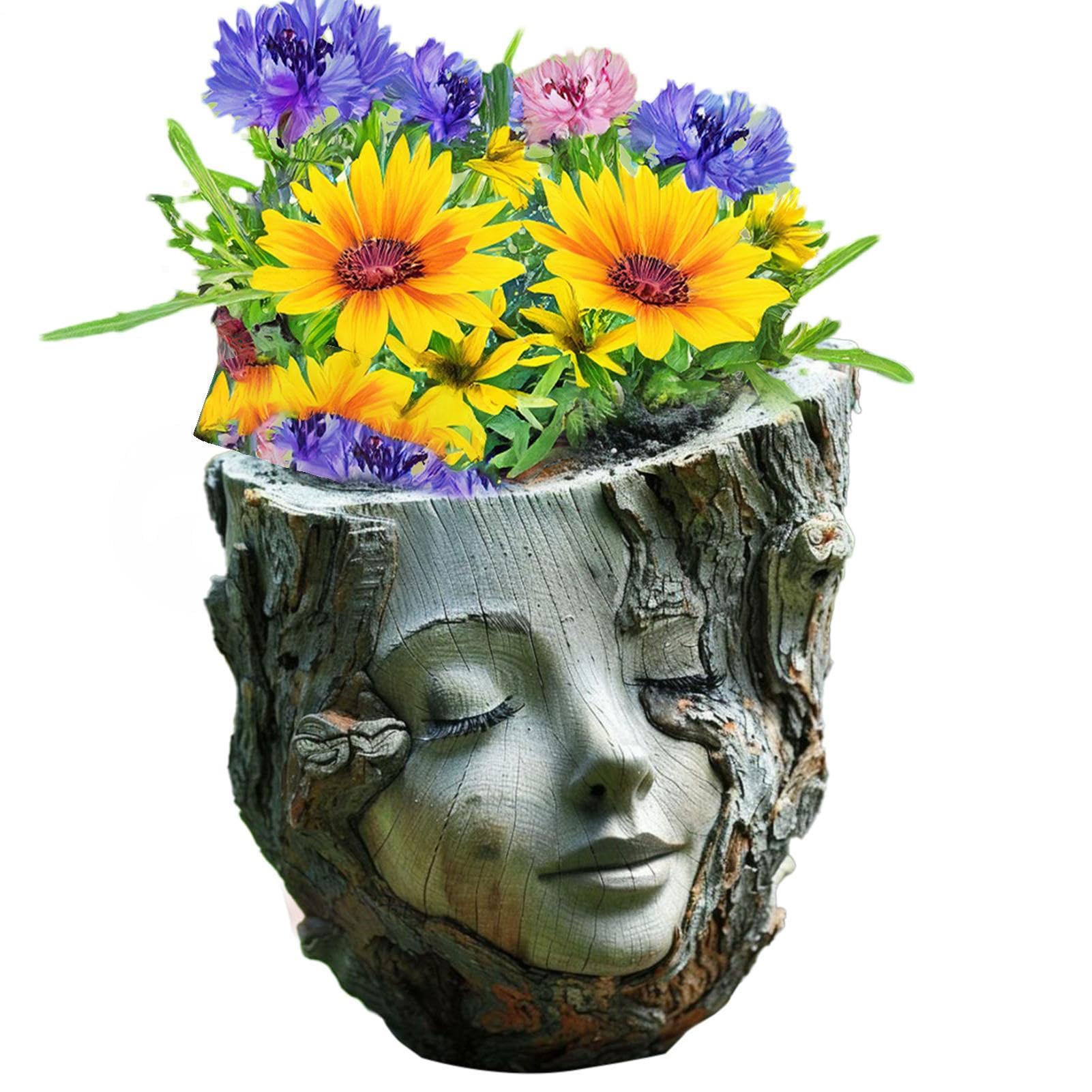 Pot de fleurs visage plastique pour eviter la casse des pots deco