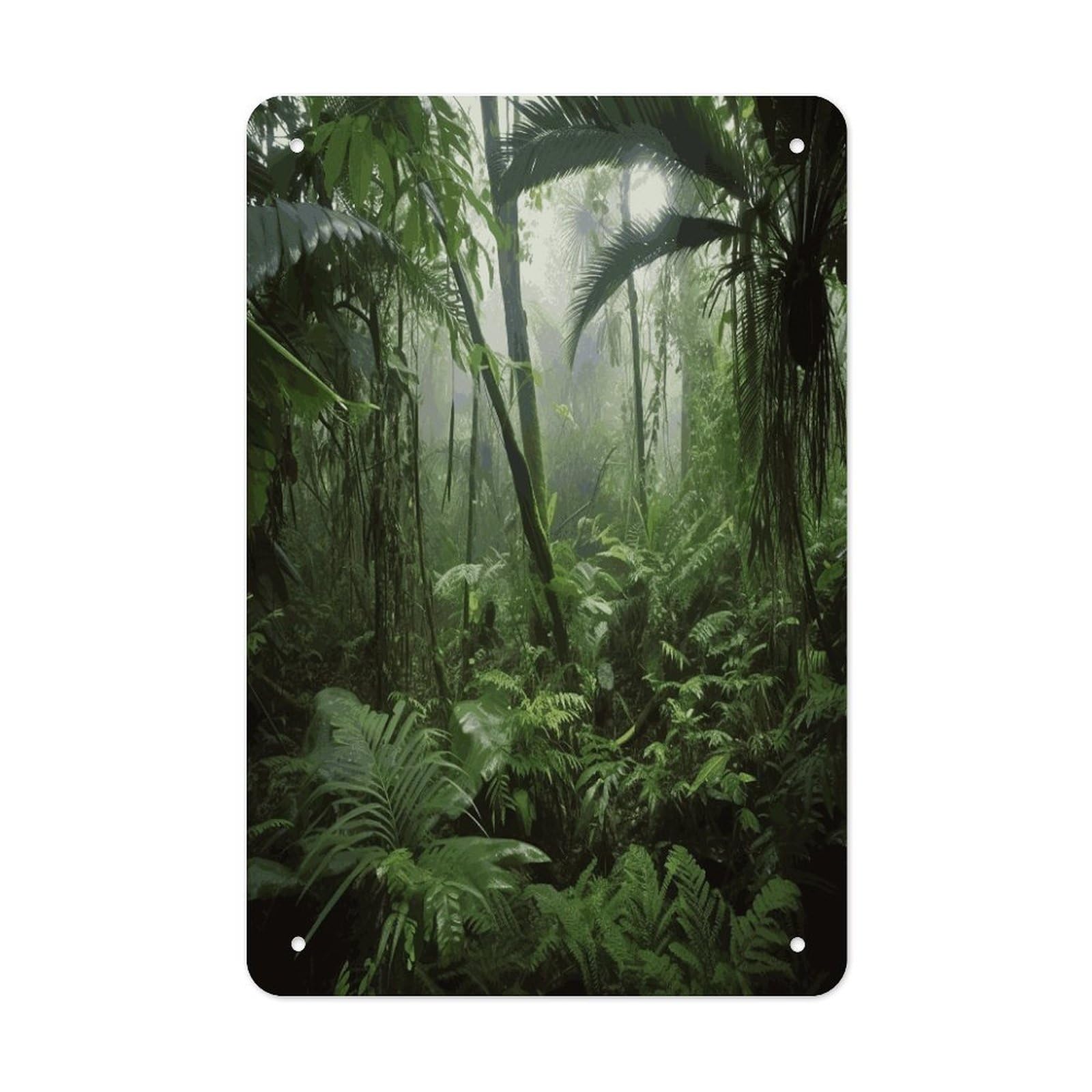 LDGSUPH Tropical Rainforest Wall Art Prints Folded Edge Iron Sheet Painting with Holes for Wall Prints Decorative Picture Metal Signboard Decor Painting for Outdoor Indoor Wall Decor