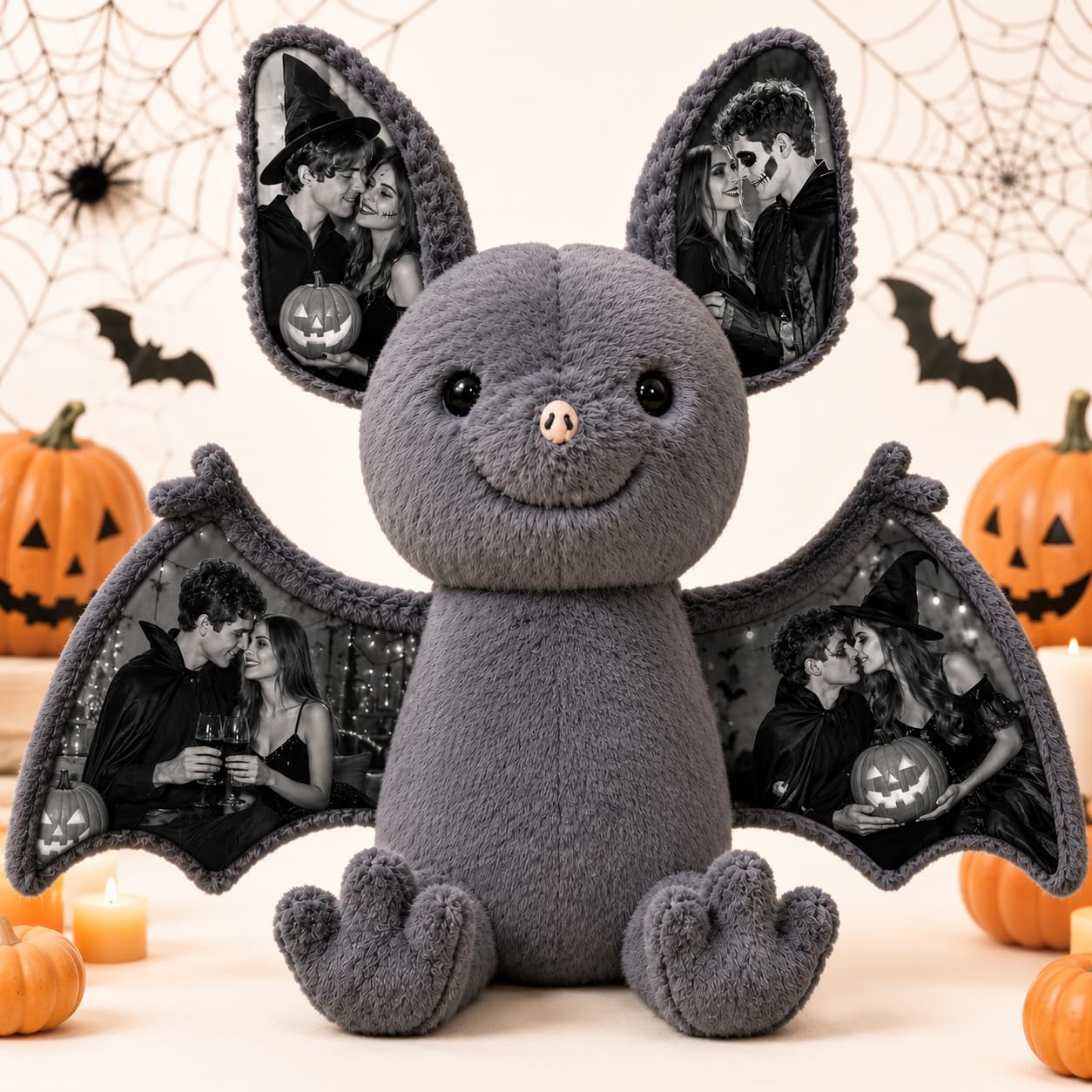 Personalised Photo Bat with Hidden 4 Photo Ears, Plush Photo Bunny