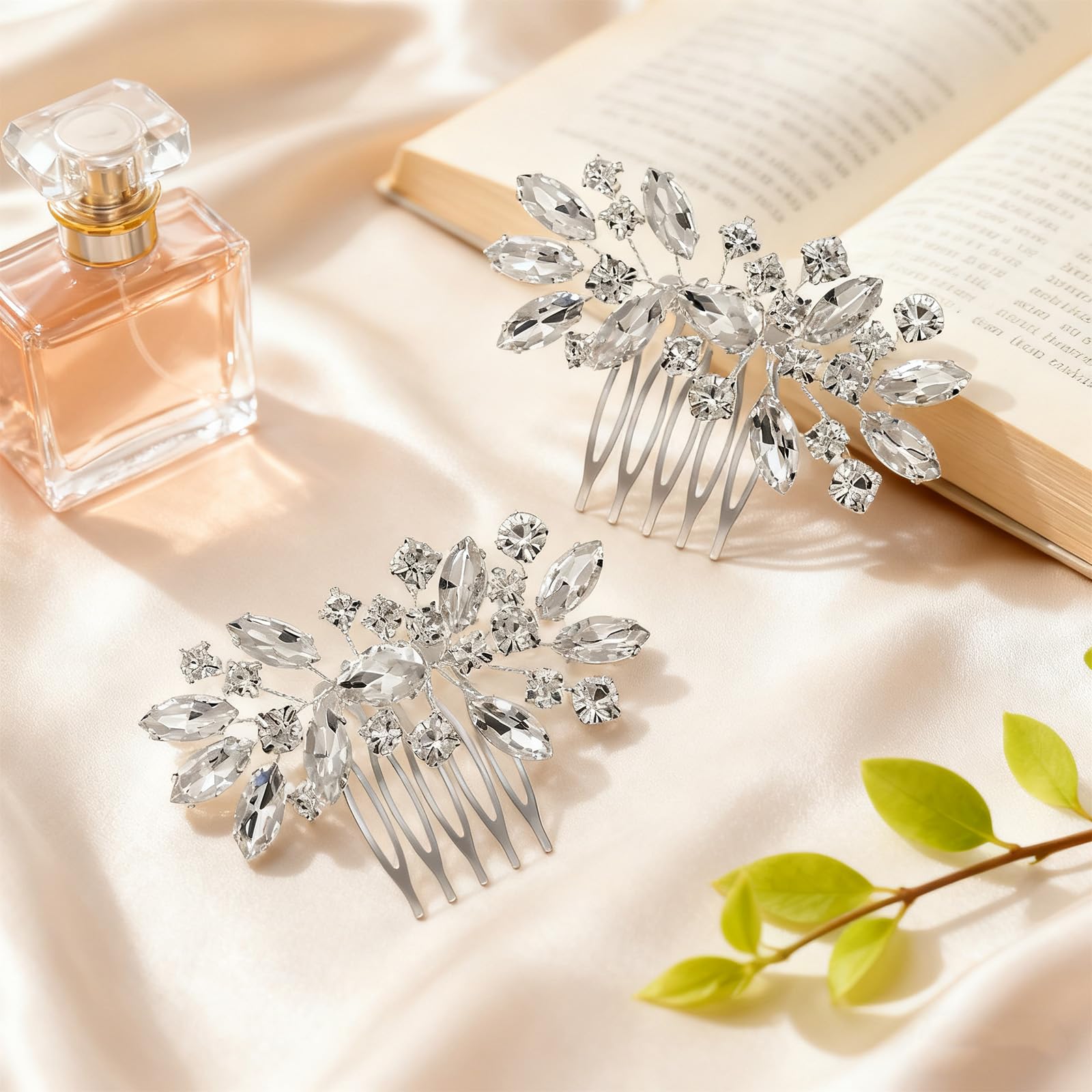 2 pezzi copricapo da sposa in strass argento, accessori per capelli da sposa per donne, fermagli lucidi per la sposa, decorazioni per forcine di cristallo per matrimoni, forniture per cerimonie