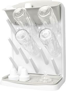 Ubbi Vertical Baby Bottle Drying Rack, Space Saving Countertop Drying Rack Baby Organizer, Oat