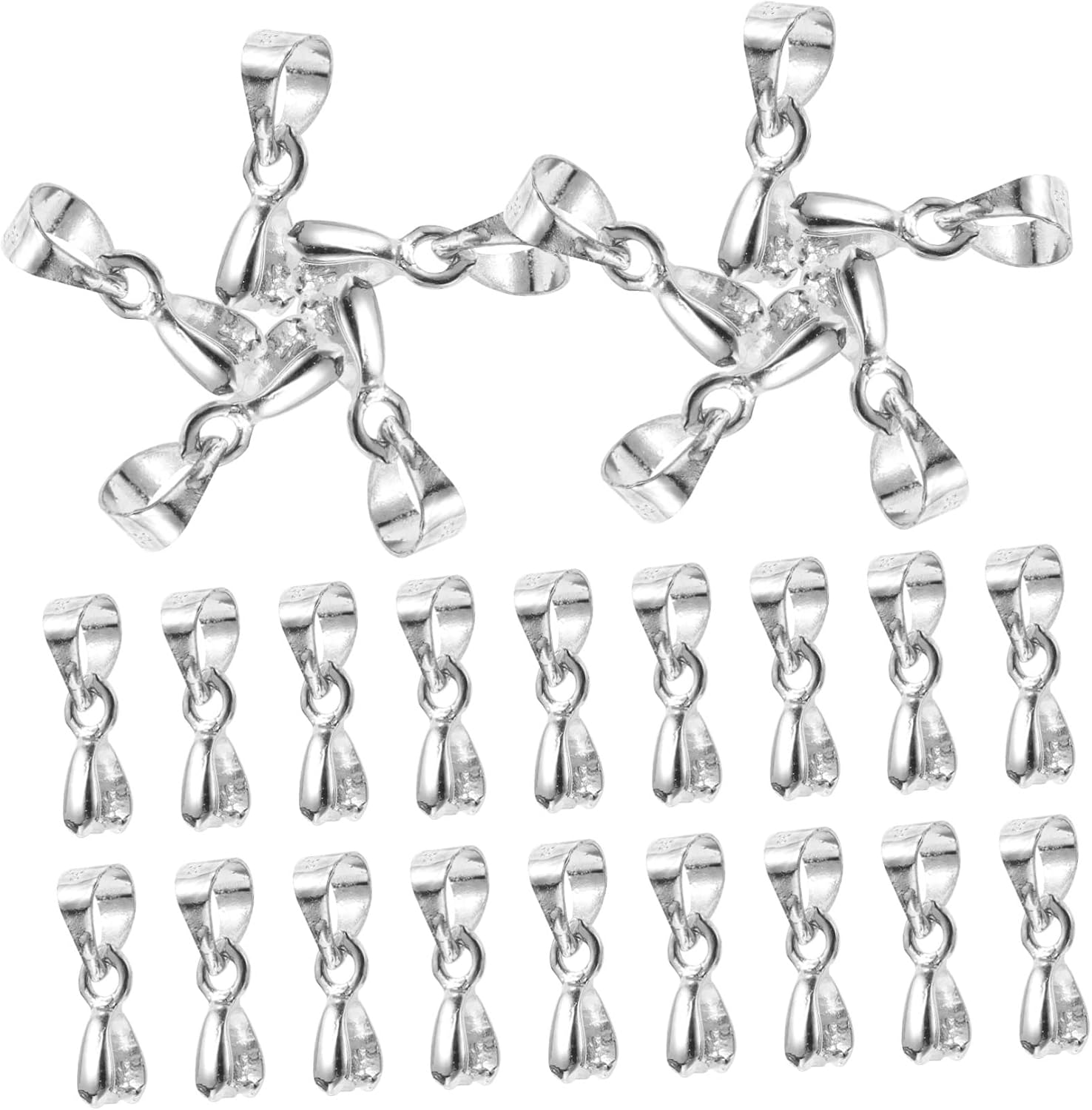 STOBOK 400 Pcs Pendant Buckle Clasps for Jewelry Making Pendant Connector for DIY Clasps Chain Connector Bail Charm Clasp Necklace Charms Links Pendants Clasps DIY Necklace Connectors, Silverx4pcs