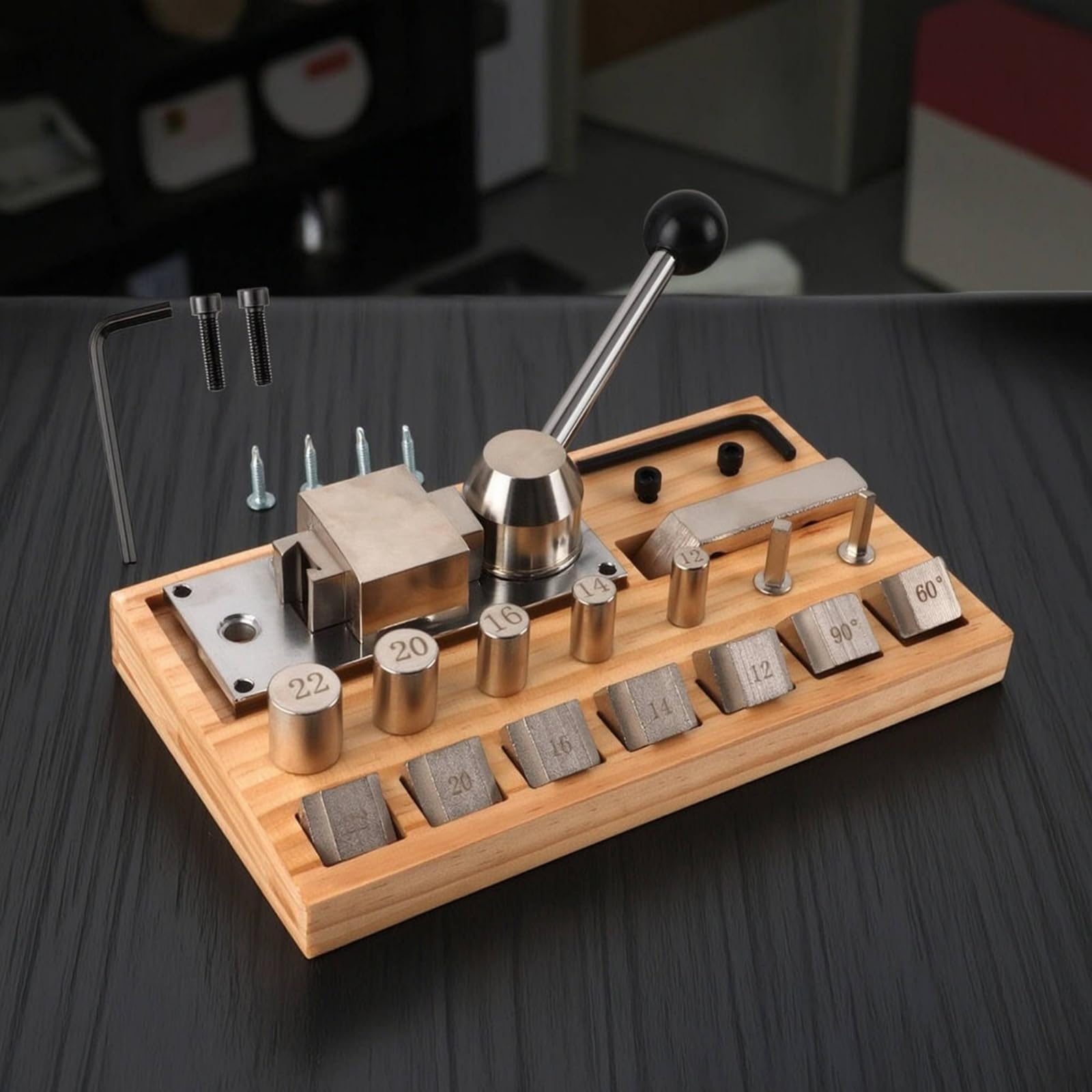 Piegatrice Manuale con Matrici Stabile Attrezzo Regolabile per Creatori di Gioielli, Artigiani, Piegatrice Per Anelli Base In Legno, Terza Generazione