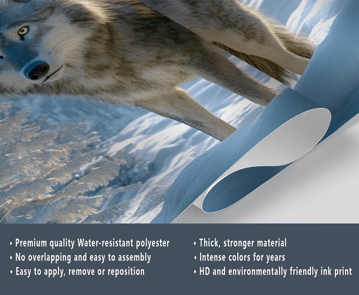 Wolf Wallpaper, Animal Mural Wallpaper, Winter Landscape Wallpapers for Living Room Bedroom 3D Murals 78" x 55" (Not Peel and Stick)