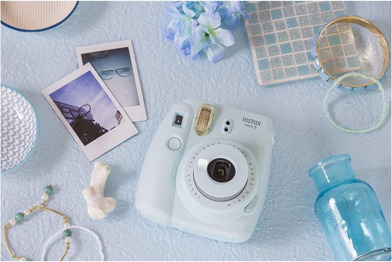 Fujifilm instax Mini 9 Instant Camera (Ice Blue) with Film Twin Pack Bundle (2 Items) : Electronics