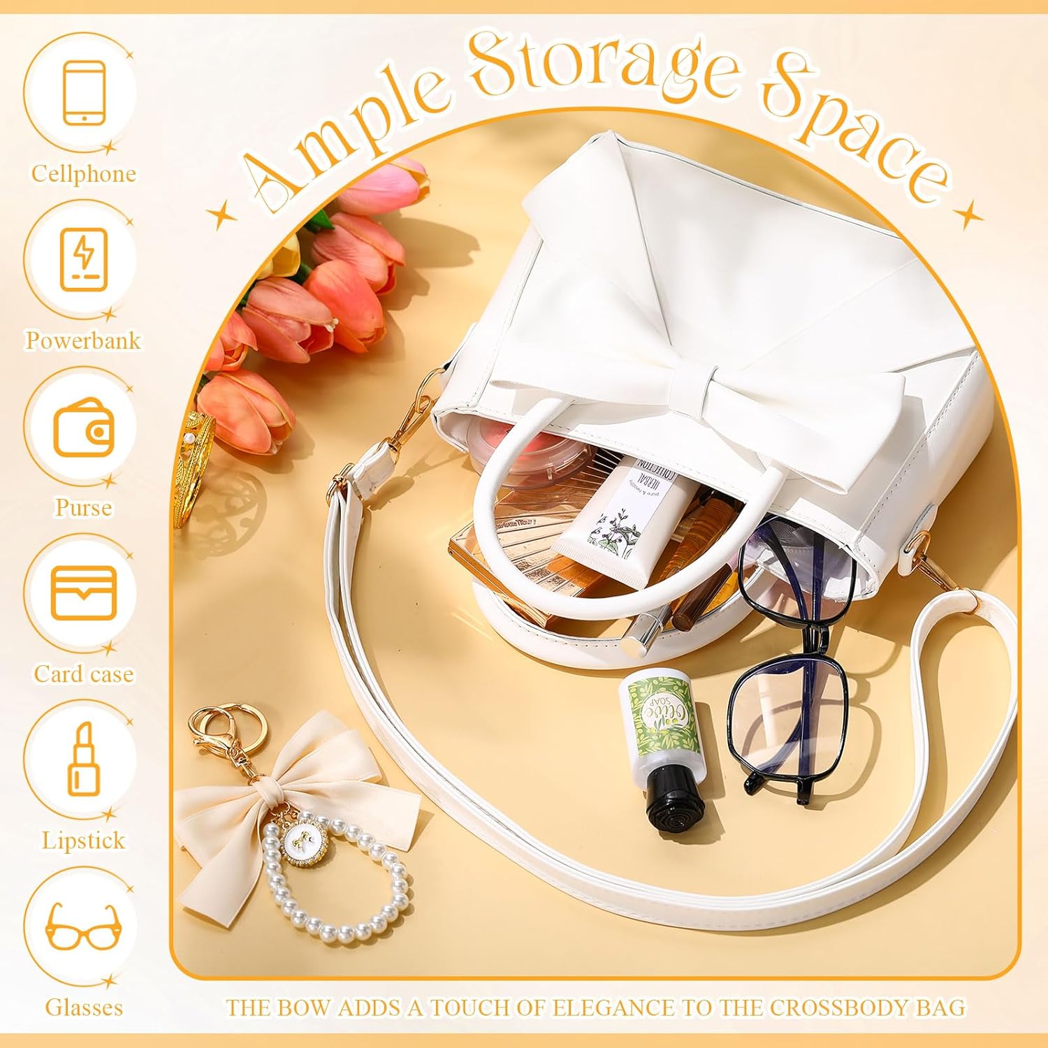 Abbylike Cute Purses for Women Christmas Gift Leather Crossbody with Bow Handbags with Adjustable Shoulder Strap - Image 6