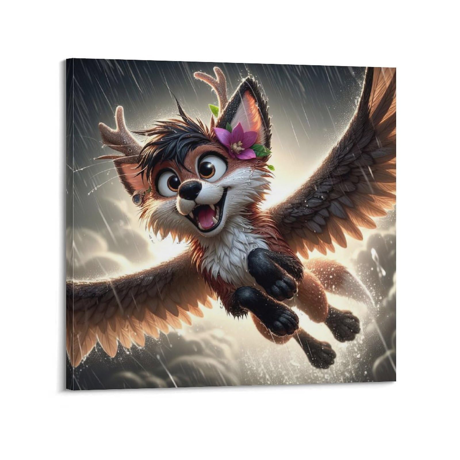 WPHSFX Animal Poster Flying Fox Poster Decorative Painting Canvas Wall Posters And Art Picture Print Modern Family Bedroom Decor Posters 20x20inch(50x50cm)