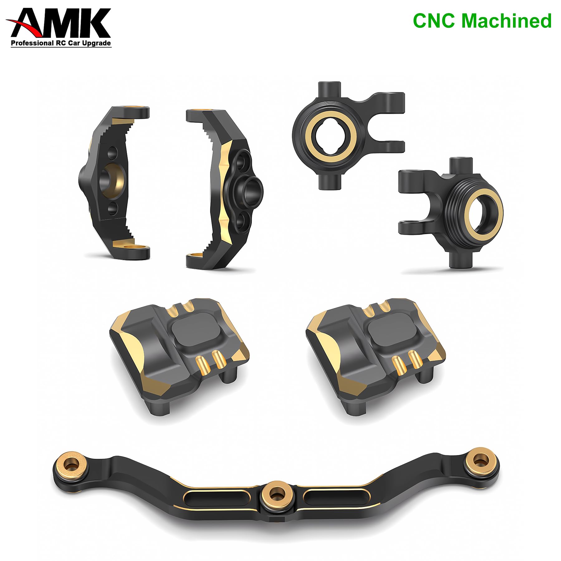 GLOBACT Brass Steering & Caster Block Set For 1/18 TRX4M - Black Brass Counterweight Upgrade Parts (55g/Set) - View #9
