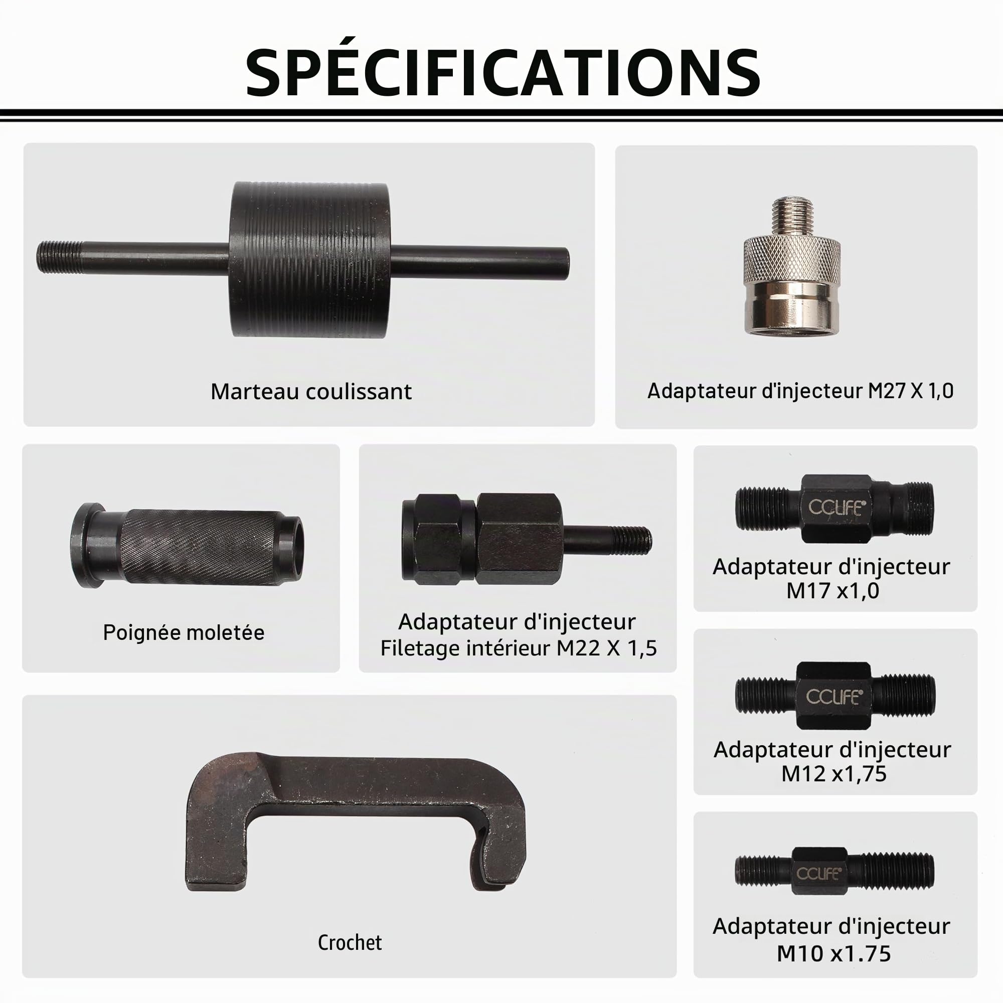 CCLIFE Ensemble de 8 extracteurs d'injecteurs d'outils d'injecteur diesel CDI
