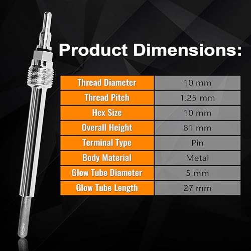 Miniatura 6 de Ensun E2TZ-12A342-A - Bujías Diésel (paquete de 8)  Bobinas duales de arranque rápido  Compatible con  1987-1994 IDI 6.9 7.3L F250 F350 F350 F59