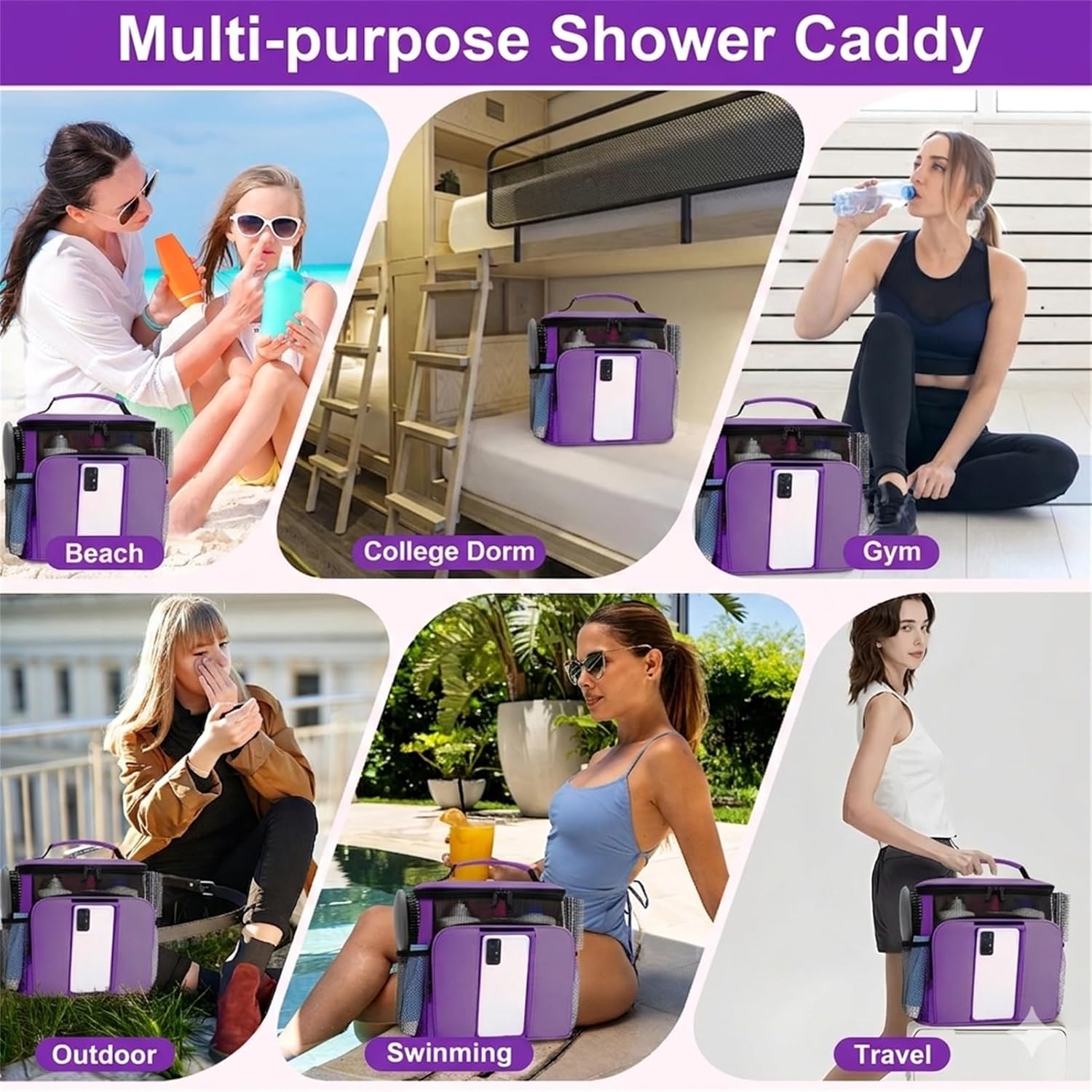 BAIMAY Travel Toiletry Bag for Women, Large Makeup Organizer for Full-Sized Toiletries Gifts for Women-Purple