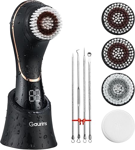 Cepillo de limpieza facial, exfoliante facial, recargable, IPX7, impermeable, dispositivo limpiador eléctrico giratorio para exfoliar, masajear y
