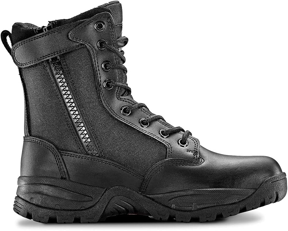 Maelstrom Tactical Combat Boots - Womens Lightweight Full Grain Leather Side Zipper Military Boots - 8" Heavy-Duty Leather Boots with Reinforced Toes (Army Black)