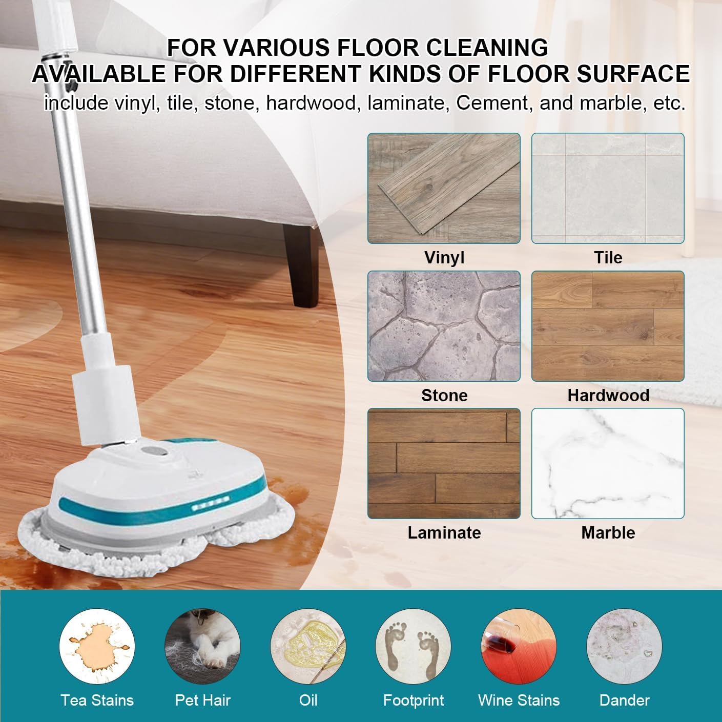 10 Pack Electric Mop Pads, 6.3/6 Inch Spin Power Mop Replacement Pads for bissell/alfabot/vmai/teko/eous/vm6/devoac/kactor/redkey/gobot/devoac/shark- Round Spinwave Spin Mop Pads for Floor Cleaning