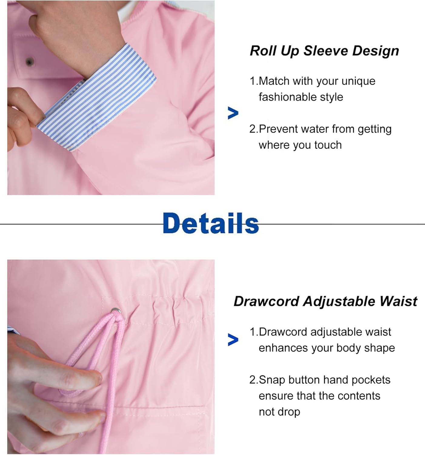 BBX Lephsnt Rain Coats for Women Waterproof Rain Jacket Lightweight Windbreaker Outdoor Hooded Trench Coat - Image 6