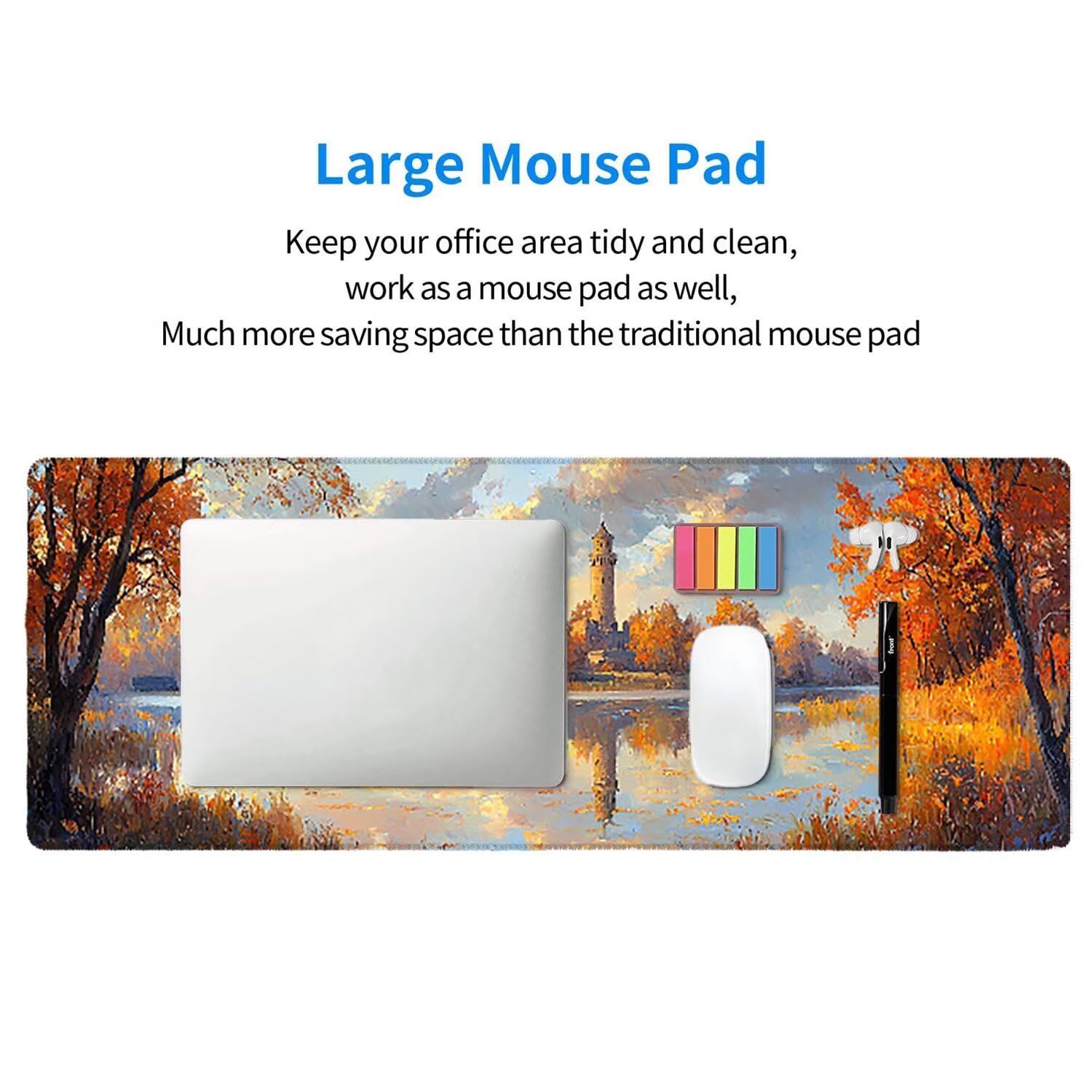 Alfombrilla Ratón XXL Grande Gaming Mouse Pad 1200 x 500 mm, Impermeable Antideslizante Mousepad, Lavable, Alfombrilla Escritorio con Base de Caucho para Gamers, PC y Portátil - (Lagos bosques) G-321