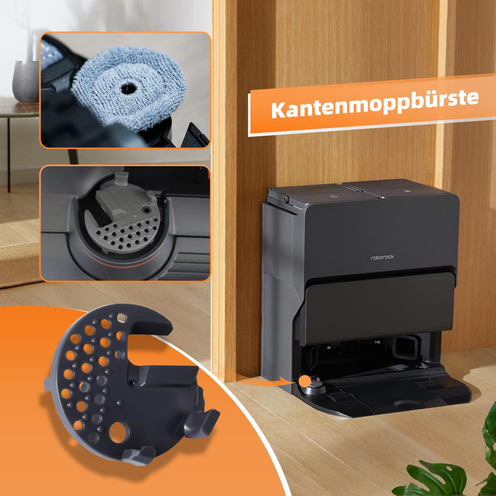 S8 MaxV Ultra Wasserfilter Wartungsbürste Reinigungsbürste und Mop Schrubber Zubehör Kompatibel mit Roborock S8 MaxV Ultra Saugroboter All-in-One-Dock Reinigungs-Tankfilter