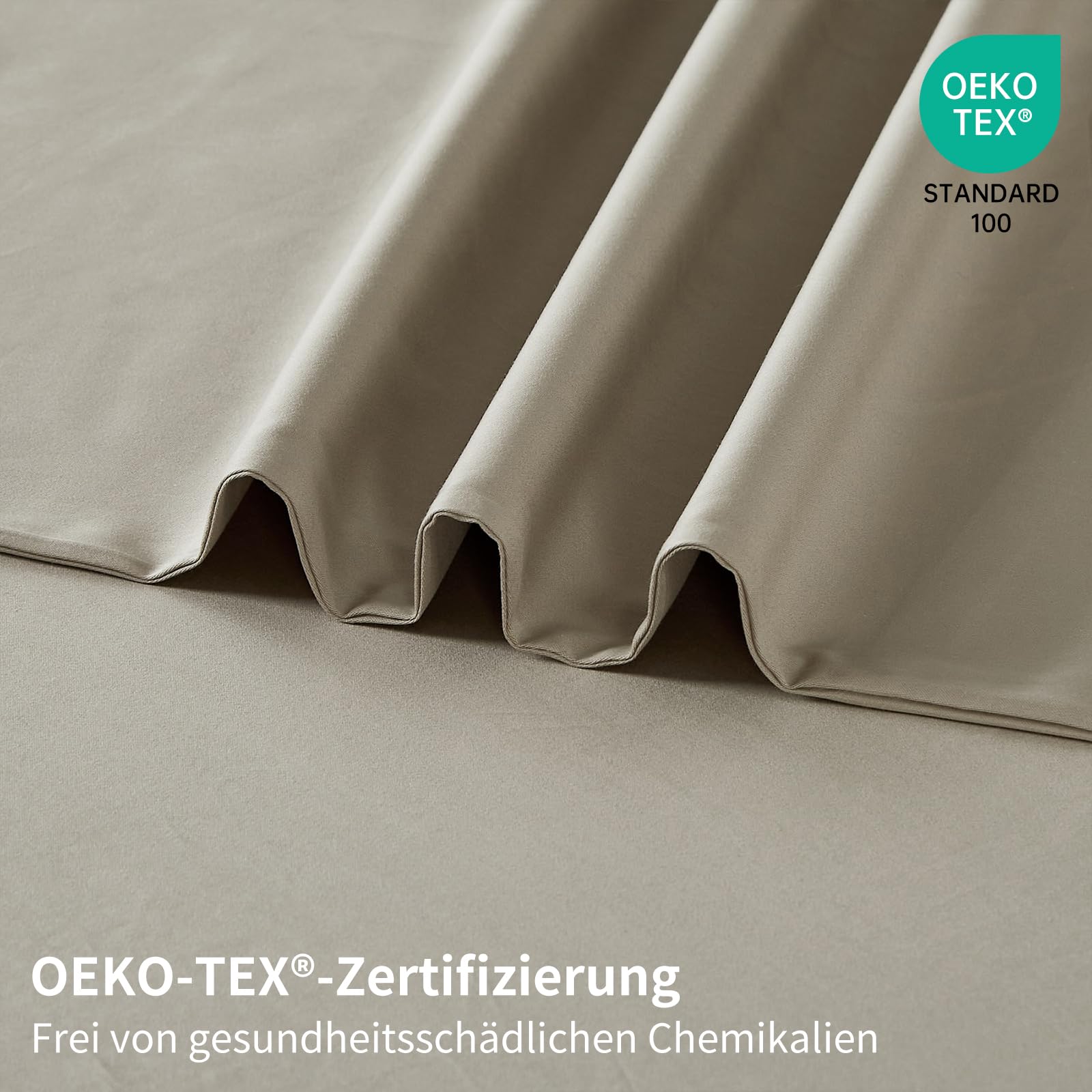 Satin Bettwäsche 220x240 Beige 100% Langstapelige Baumwolle Kühlend Mako Satin Bettwäsche Weich Seidig Atmungsaktiv Seide Bettbezug Set 3 Teilig mit Reißverschluss und 2 Kissenbezüge 80x80 cm