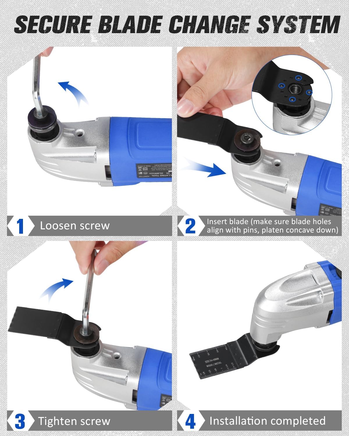 AVID POWER Oscillating Tool, 22000 OPM Electric Oscillating Multi Tool with 3°Oscillation Angle, Cutting, Sanding, Grinding, Scraping, 11 Accessories & Universal Interface-Blue
