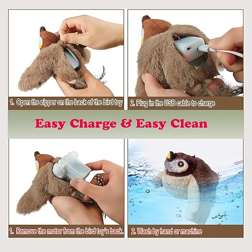 Miniatura 5 de Juguete interactivo para gatos con alas aleteadas, nuevo juguete de pájaros voladores para gatos, simulación voladora, gorrión eléctrico que sacude,