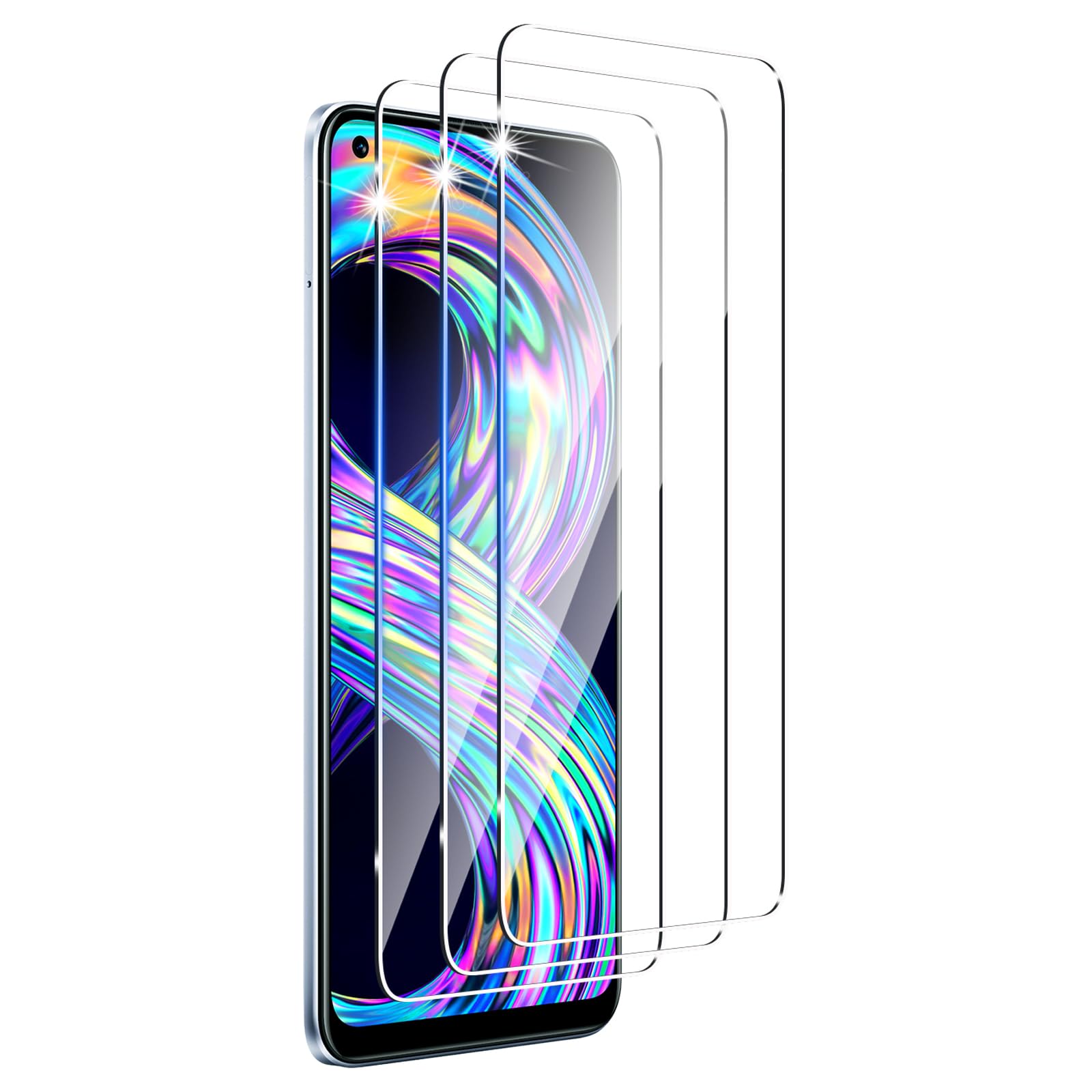 Kokio 3 Pezzi Vetro Temperato per Realme 8 4G/ Realme 8 Pro 4G -6.4 Pellicola Prottetiva,9H Durezza,Ultra HD Trasparente,Anti-Graffio,Senza Bolle,Proteggi Schermo per Realme 8 (4G