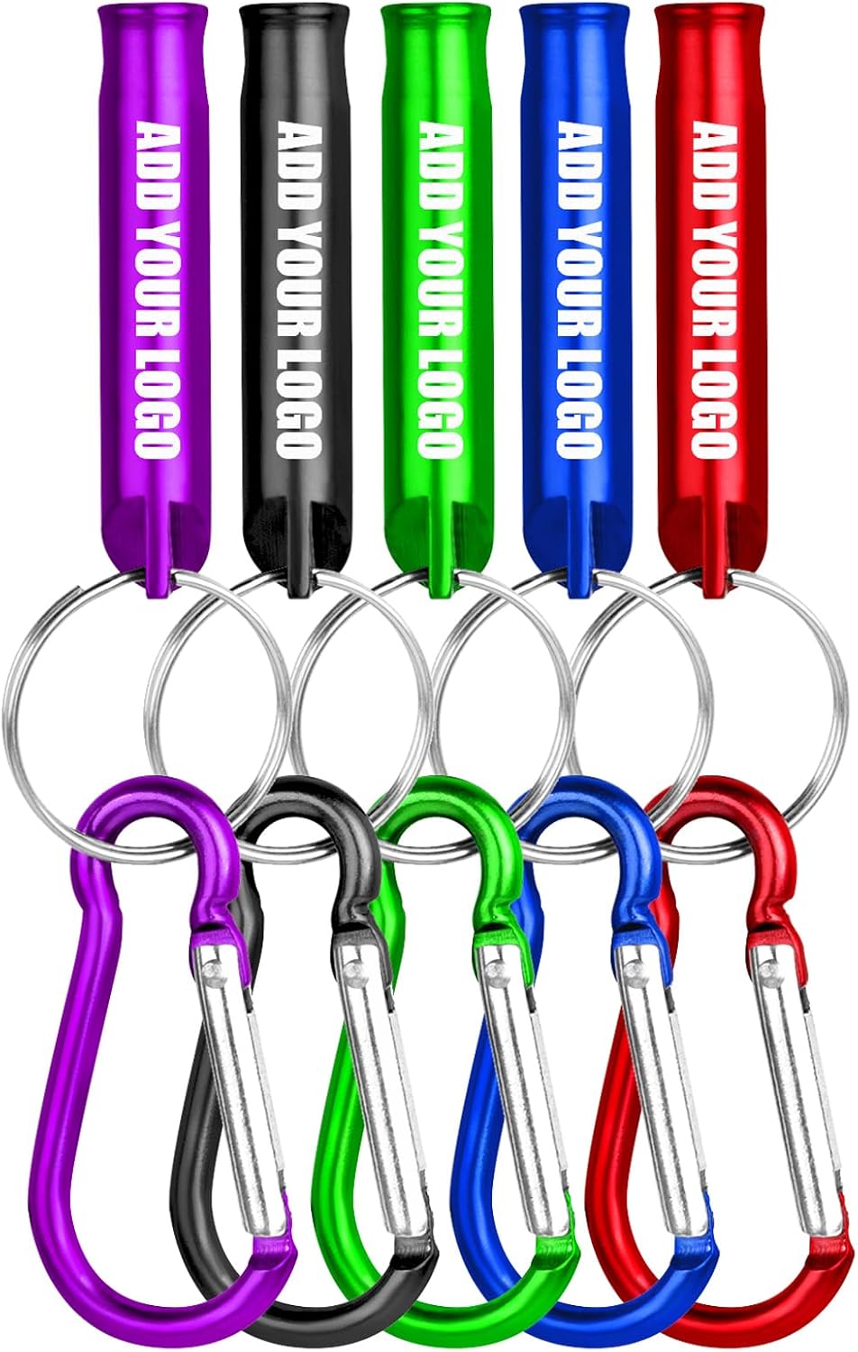 GOGO Custom 20 PCS Aluminum Emergency Whistle, Laser Engrave Whistles with Carabiner Key Chain for Outdoors Hiking Camping