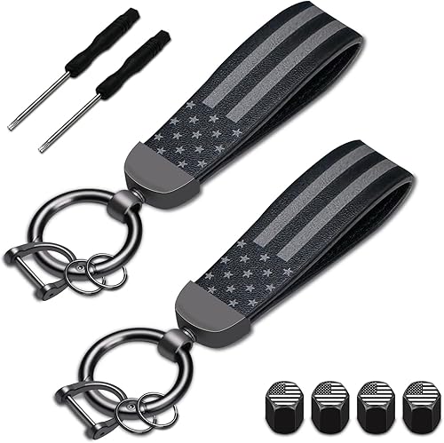 FUHHP Llavero de automóvil con bandera estadounidense negra, accesorios de automóvil para hombre, llavero de automóvil, llavero de automóvil para