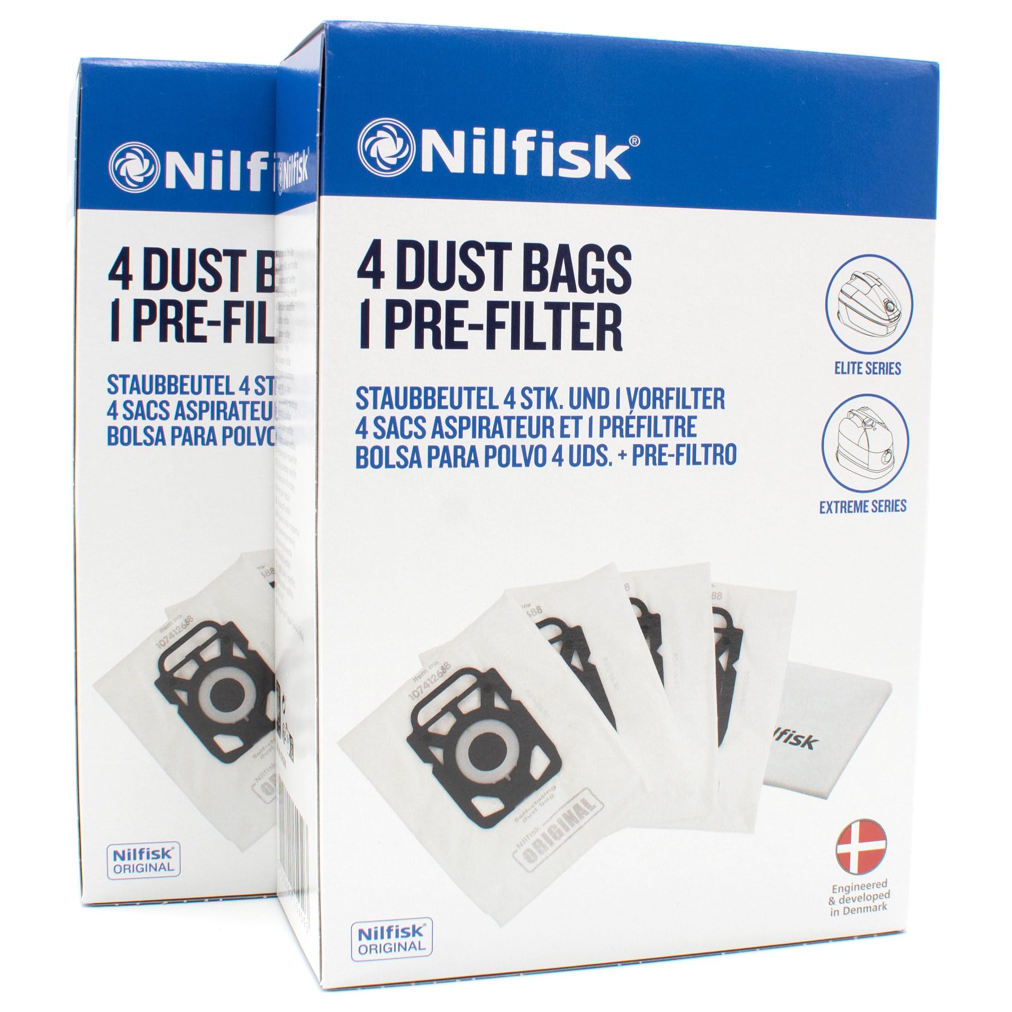 PakTrade 8 Sacs Aspirateur + 2 Microfiltre + 10 Parfums Compatible avec Nilfisk King 510-18230003, King 510-18230004 | 8 Sacs, Filtres, Désodorisants, Accessoires, Pièces de Rechange