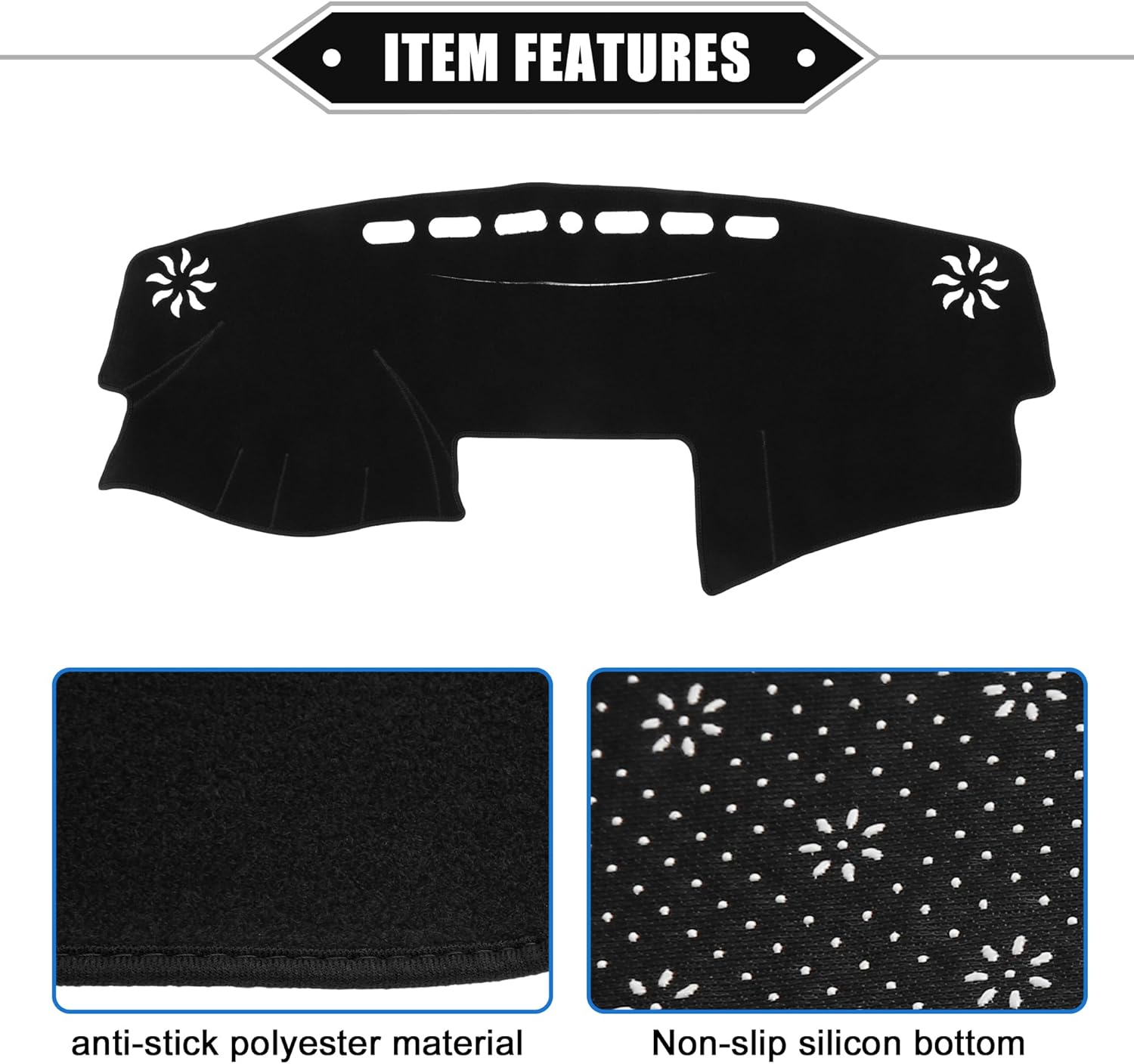 Dashboard Cover Compatible for Toyota Camry 2007-2011, Non-Slip Polyester Black Dash Cover Mat Dash Board Protector Cover