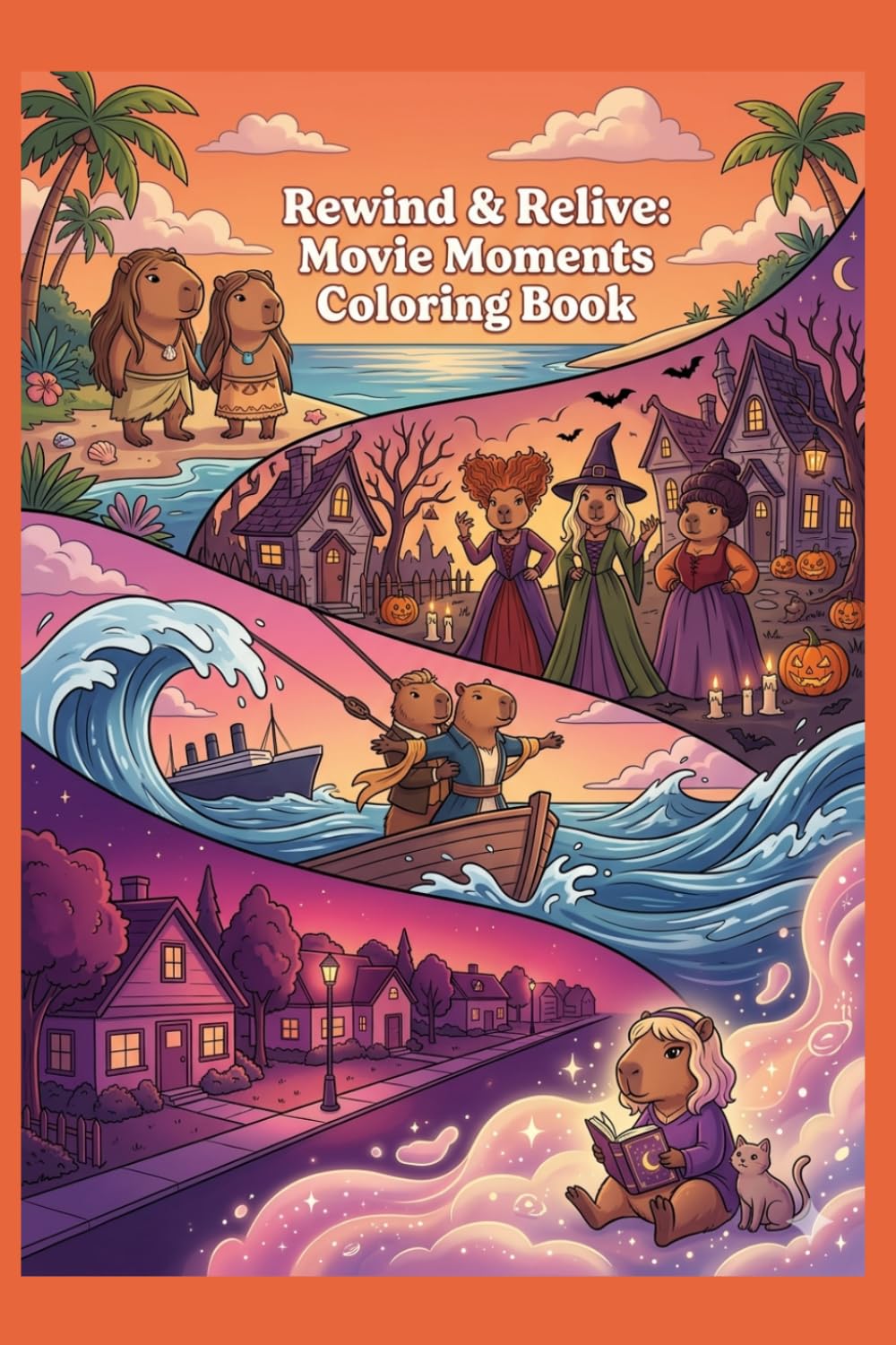 Rewind & Relive: Movie Moments: Capybara Coloring Book (Capybara Pop Culture Coloring Book)