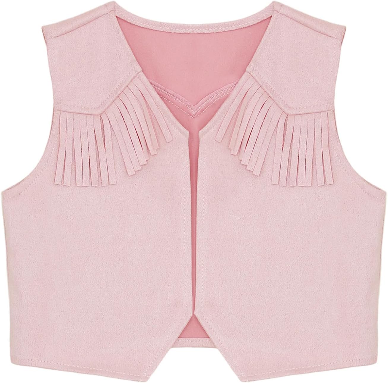 Choomomo Kids Boys Western Cowboy Suit Vest Halloween V-Neck Open Front Tassel Dressy Waistcoat
