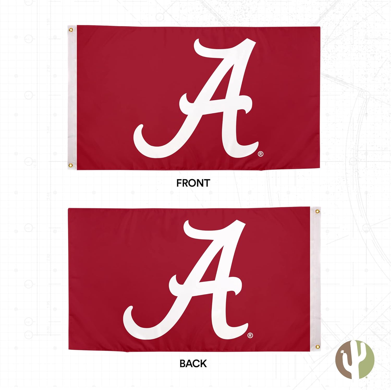 Desert Cactus University of Alabama Flag Double Sided Crimson Tide Bama UA Banners 100% Polyester Indoor Outdoor 3x5 feet Flags (Double Sided - Flag 1)