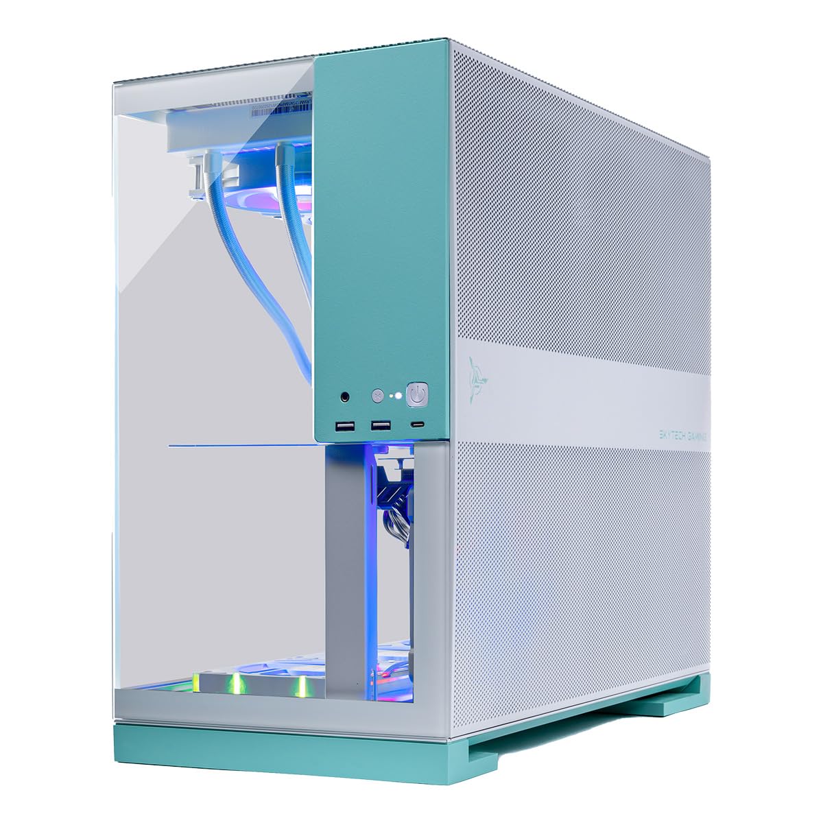 Skytech Gaming Aqua Gaming PC, AMD Ryzen 7 7700X 4.5GHz, NVIDIA RTX 5070 12GB, 1TB Gen4 NVMe SSD, 32GB DDR5 RAM 5600, 850W Gold ATX 3 PSU, 360 ARGB AIO, Wi-Fi, Win 11, Desktop