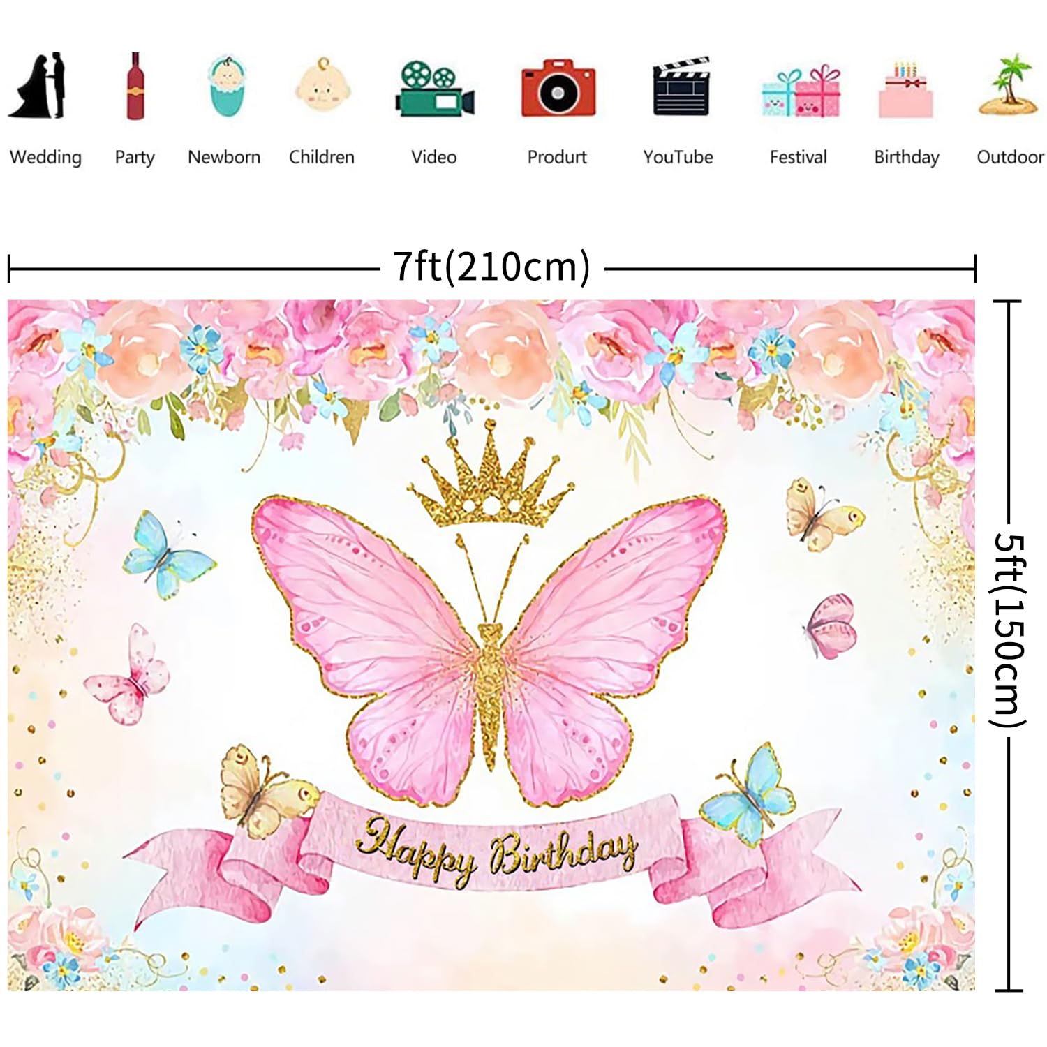 Renaiss 1.8x1.2m Ragazze Prima Santa Comunione Sfondo Principessa Rosa Sfondo di fotografia Neonato Compleanno Decorazioni per feste di battesimo Banner da tavola per torte Puntelli fotografici