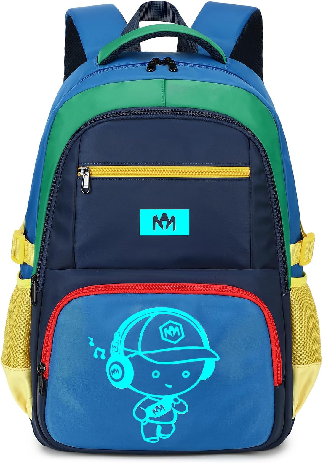 Bluboon Kids Backpack Boys Camo Bookbag Teens Elementary School Bag Daypack Travel Back Pack Middle school (Yellow green with blue background)