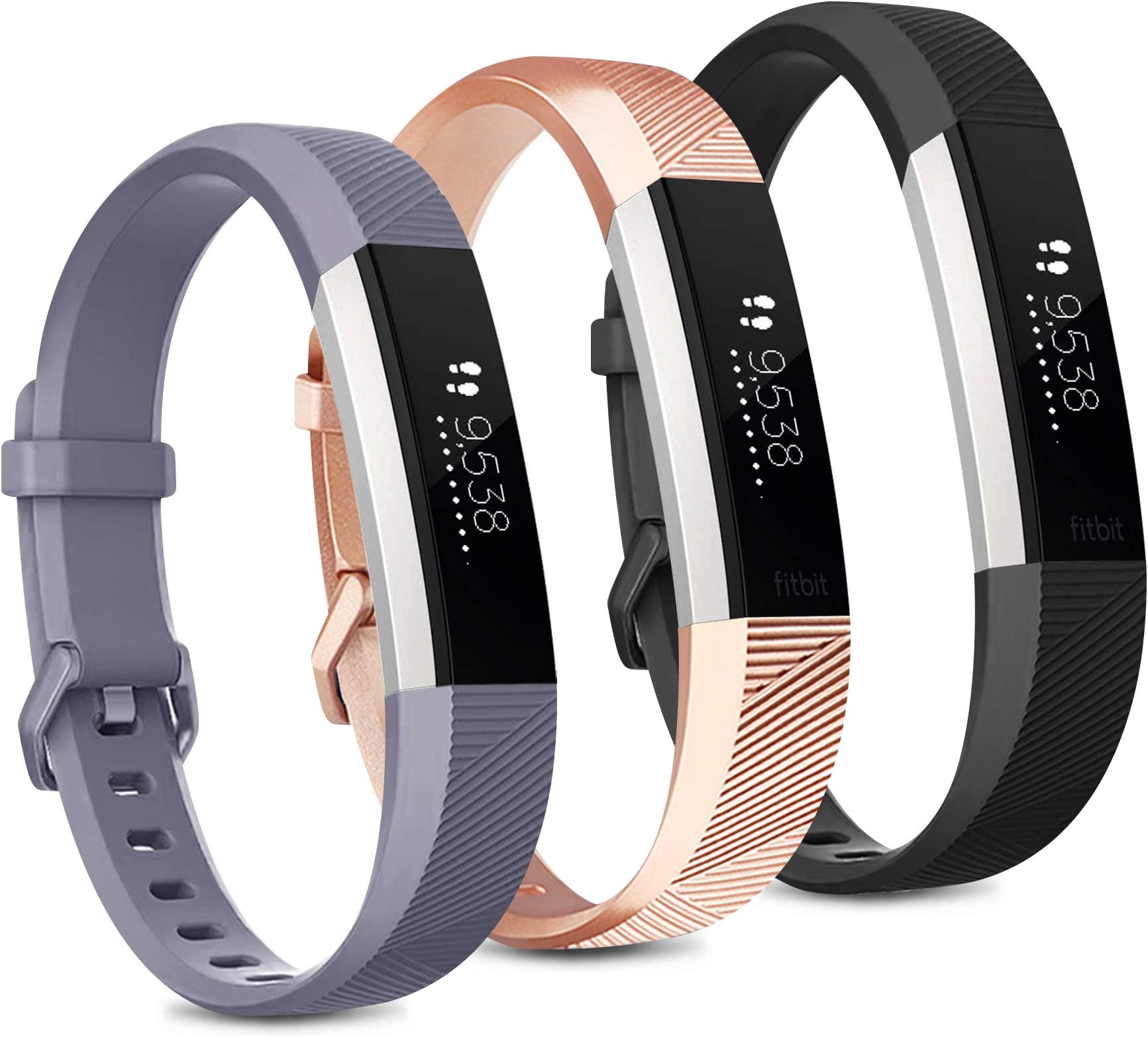 Pack 3 Replacement Band Compatible for Fitbit Alta Bands/Fitbit Alta HR Bands, Adjustable Replacement Soft Silicone Sport Bands for Woman and Men