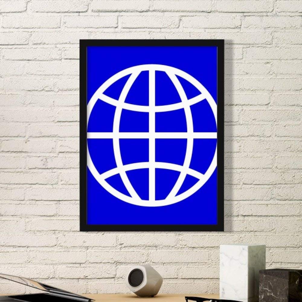 Motif Terre Blue artistique au format carré avec cadre noir élégant