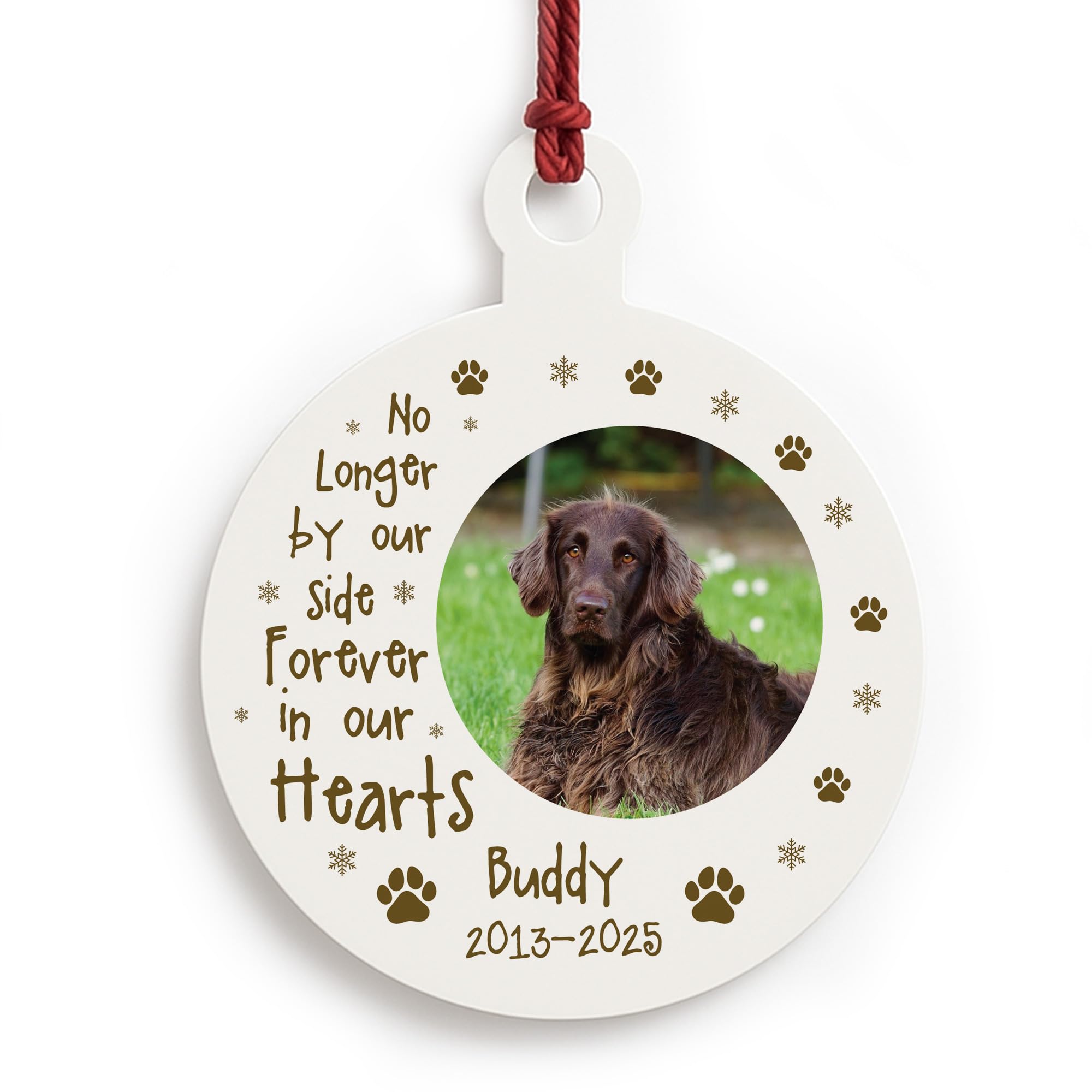 Red Ocean Personalised Pet Memorial Bauble With Photo Dog Memorial Christmas Decoration For Dog Lover Pet Owner In Memory Plaque For Family Tree Decoration Keepsake
