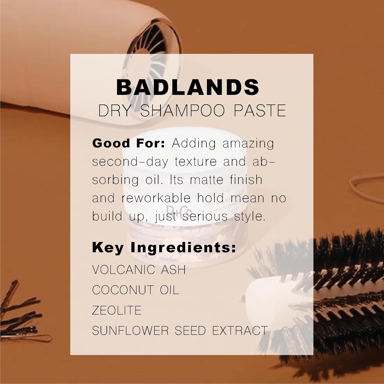 R+Co Badlands Dry Shampoo Paste | Part Dry Shampoo, Part Styling Paste | Adds Texture, Absorbs Oil, Matte Finish