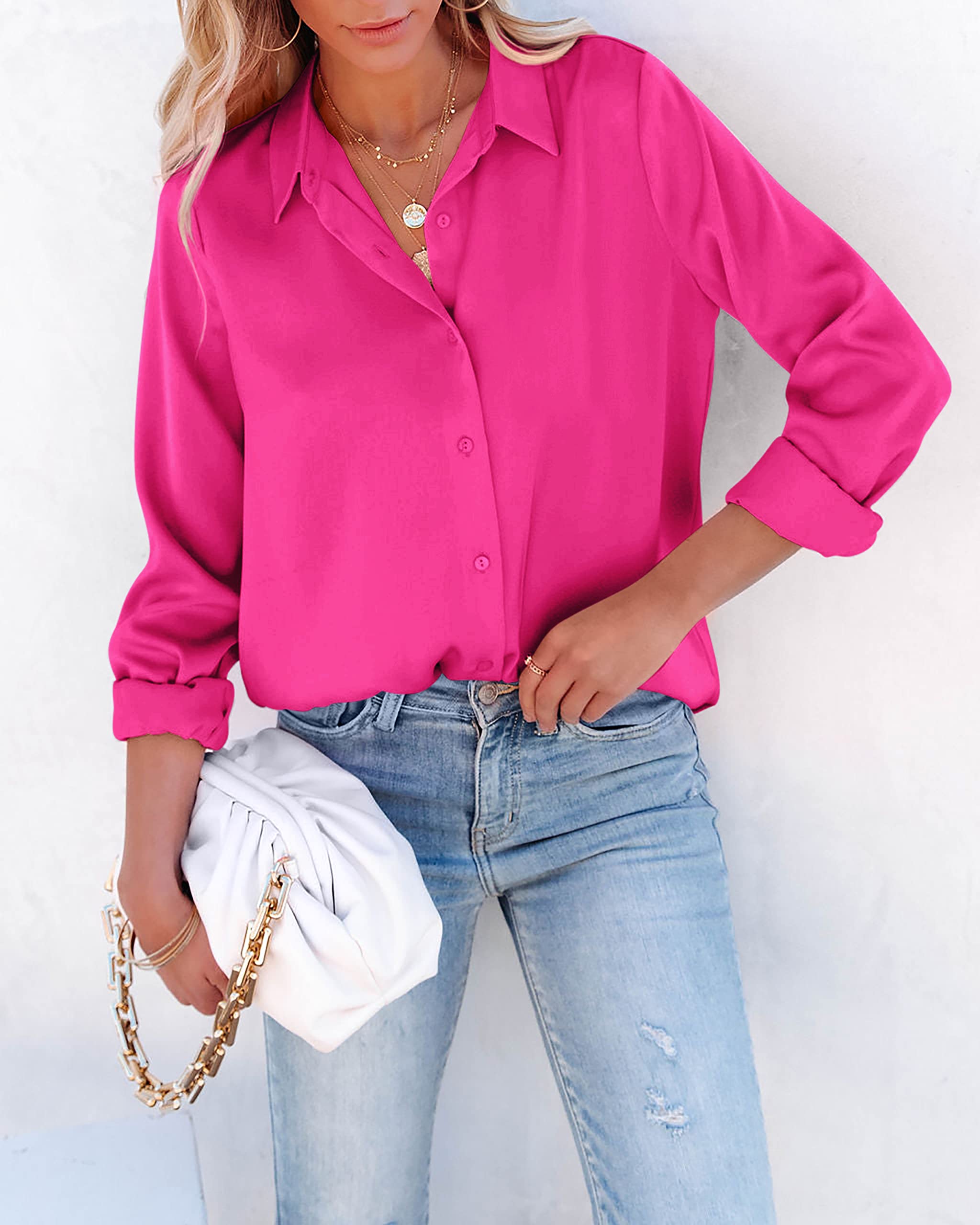 NONSAR Camicetta da Donna Elegante a Maniche Lunghe con Colletto Alto, da Ufficio, Casual