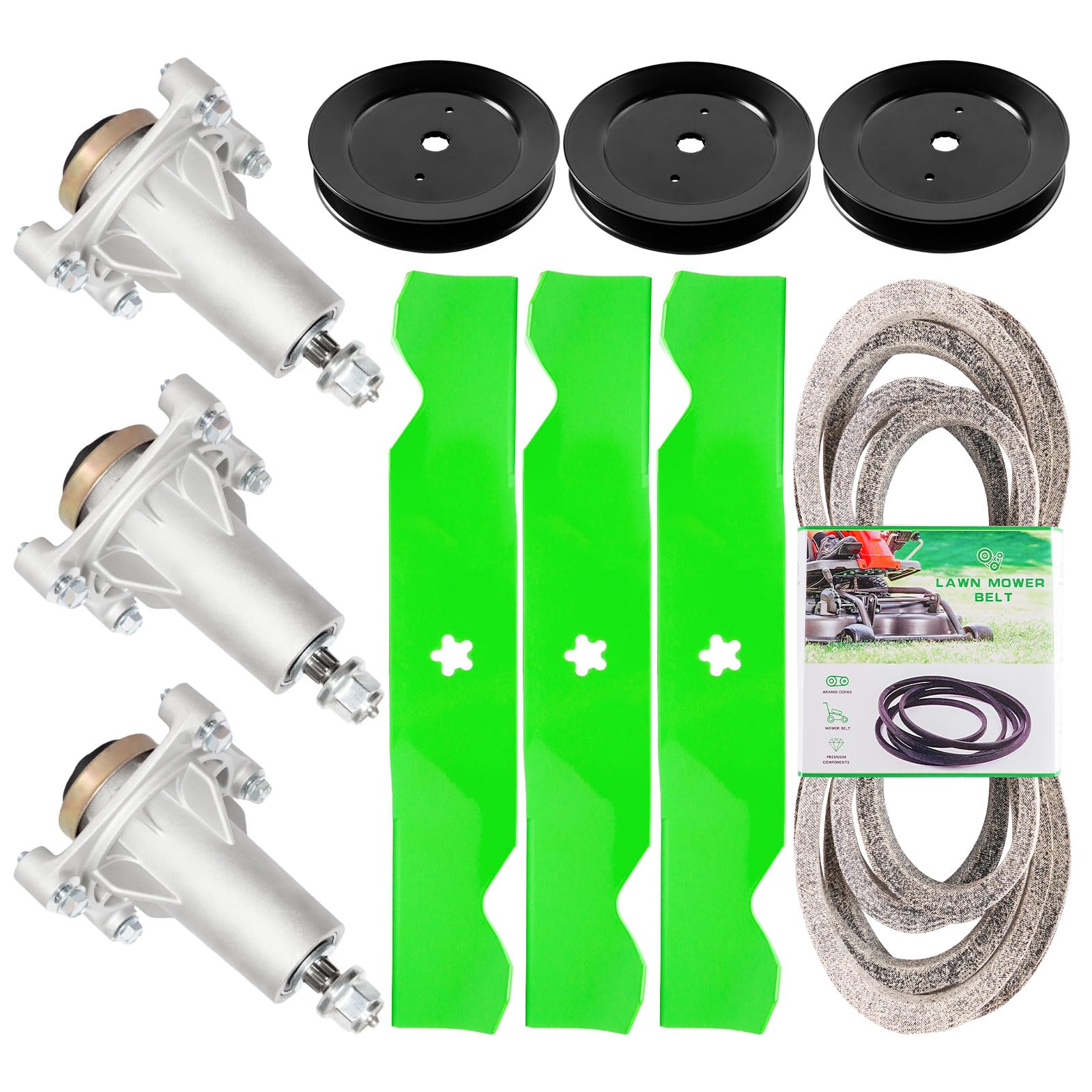 Confezione da 3 pezzi 187292 192870 532187292 532192870 gruppo mandrino per Husqvarna 42" 46" 48" 532192870 piatto tosaerba YTH22V46 YTH24V48 3 Lama sostituisce 111. 180 187254 1 Be lt 21546382