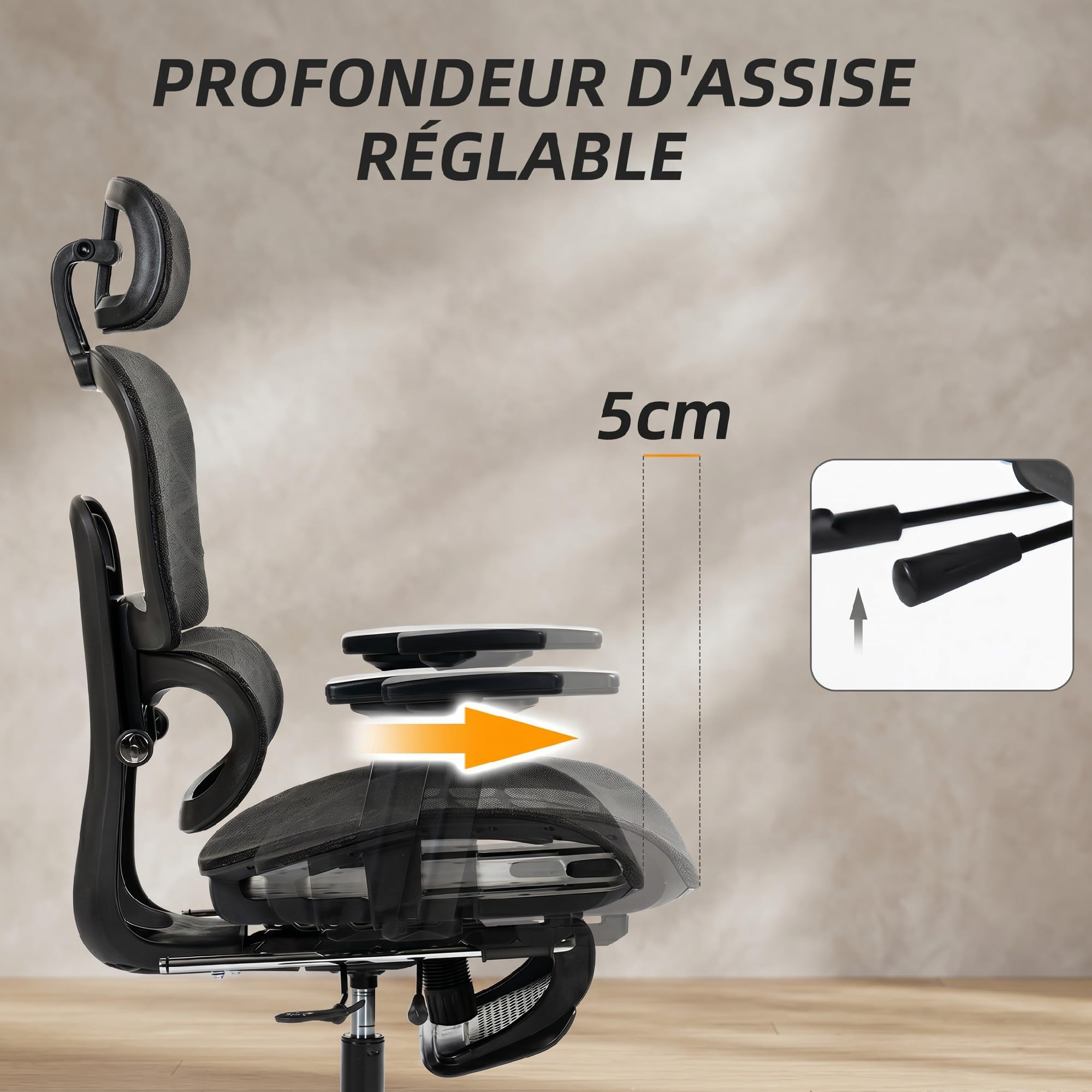 HOMCOM Chaise de Bureau Ergonomique en Maille Accoudoirs 3D Noir
