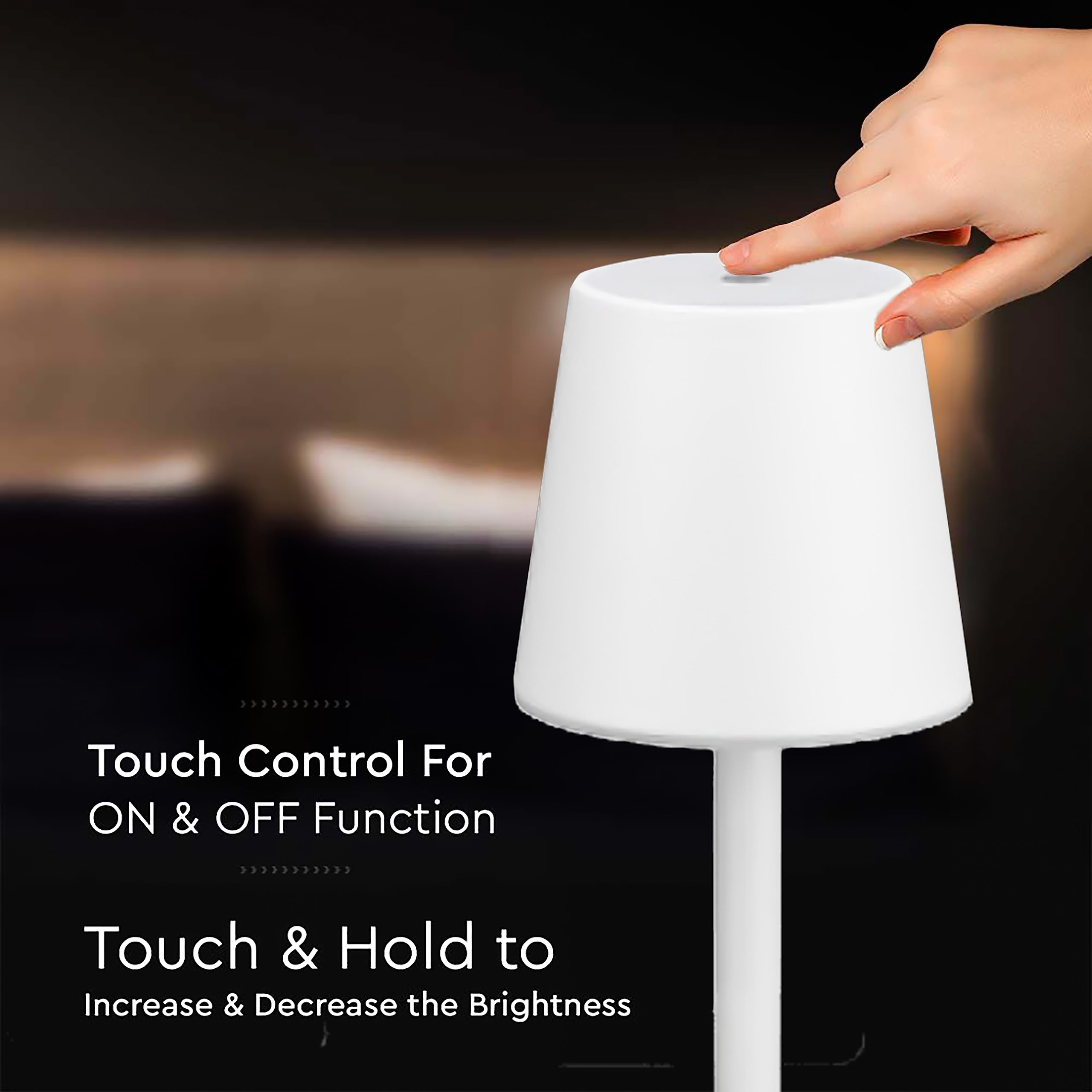 VKH LED-Tischlampe Kabellos – Dimmbar, 3 Farbtemperaturen, USB-C, IPX4, Wellenförmiges Design, Für Innen & Außen
