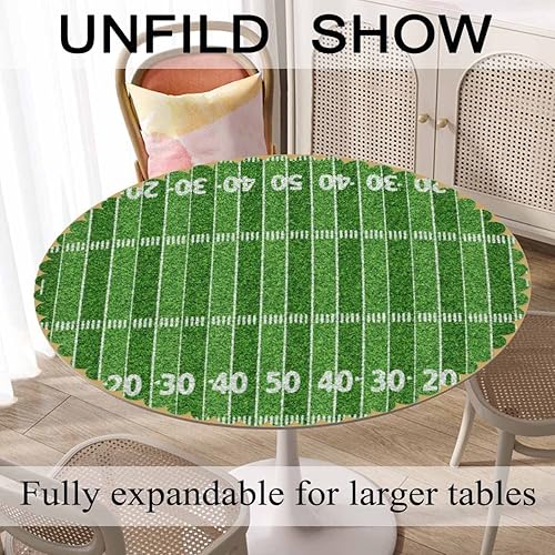 Miniatura 6 de Yibeas Mantel redondo de 60 pulgadas, mantel de campo de fútbol americano con números para mesas de comedor, fiestas, bodas y decoración de banquetes