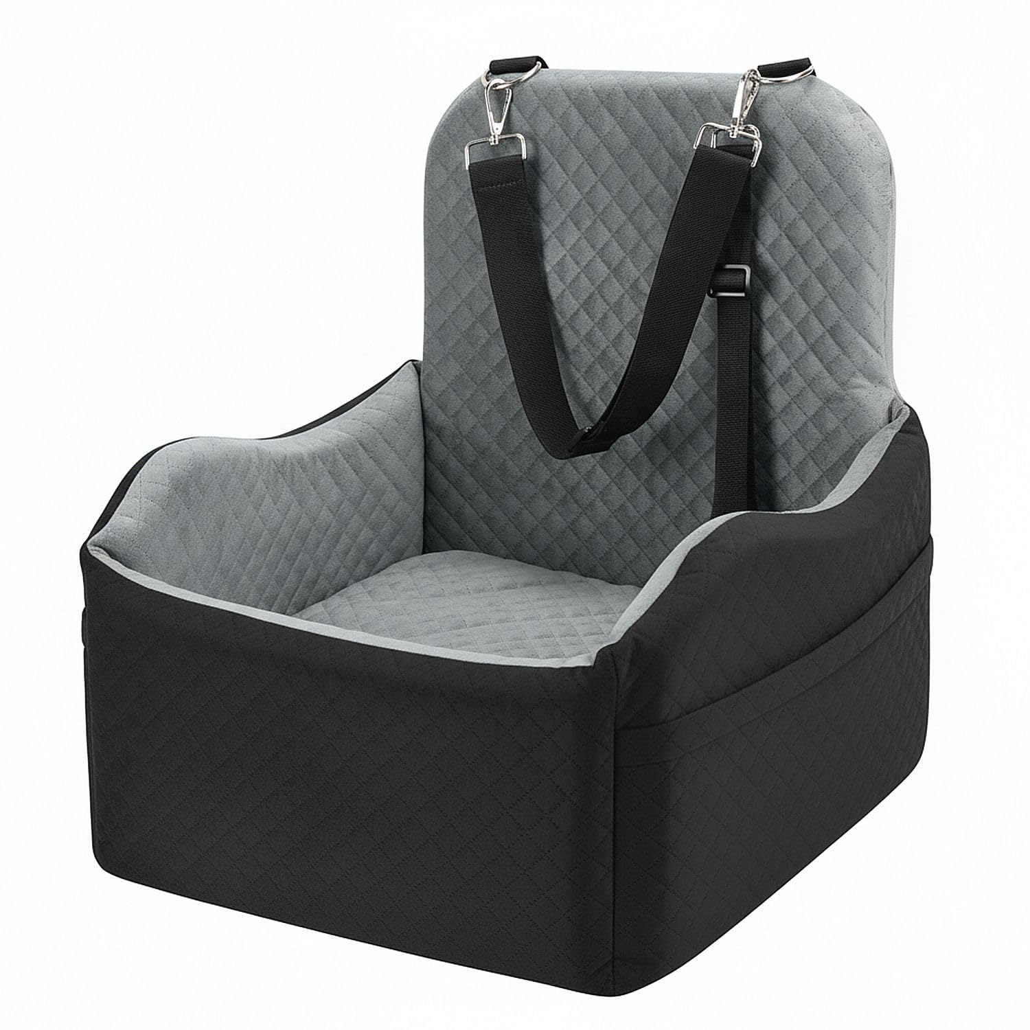Dog Car Seat for Medium Dogs: Lifegogo High-rebound Foam Dog Car Bed Detachable and Washable Puppy Cars Seat Under 32lbs with 2 Safety Belts 10cm Height Elevated