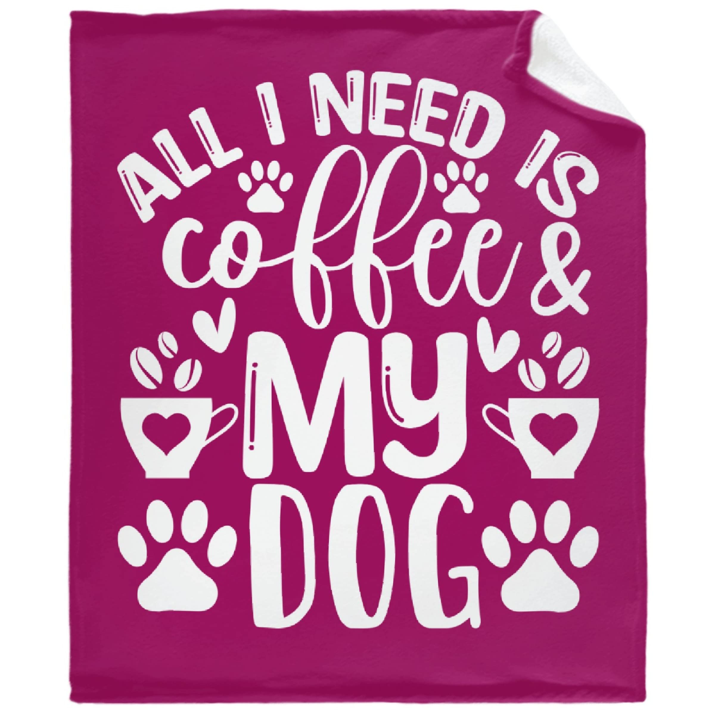 All I Need is Coffee & My Dog Blanket Gifts Super Soft Lightweight Flannel Blankets Throw for Kids, Adult, Suitable for Couch, Sofa, Bed, Camping, Travel All Seasons 90