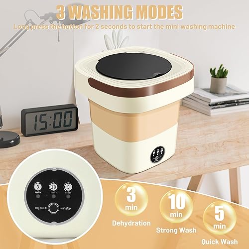 Miniatura 5 de Caroeas Lavadora portátil, mini lavadora y secadora plegable de 9 litros con 3 modos, pequeña lavadora portátil para lavandería, apartamentos,
