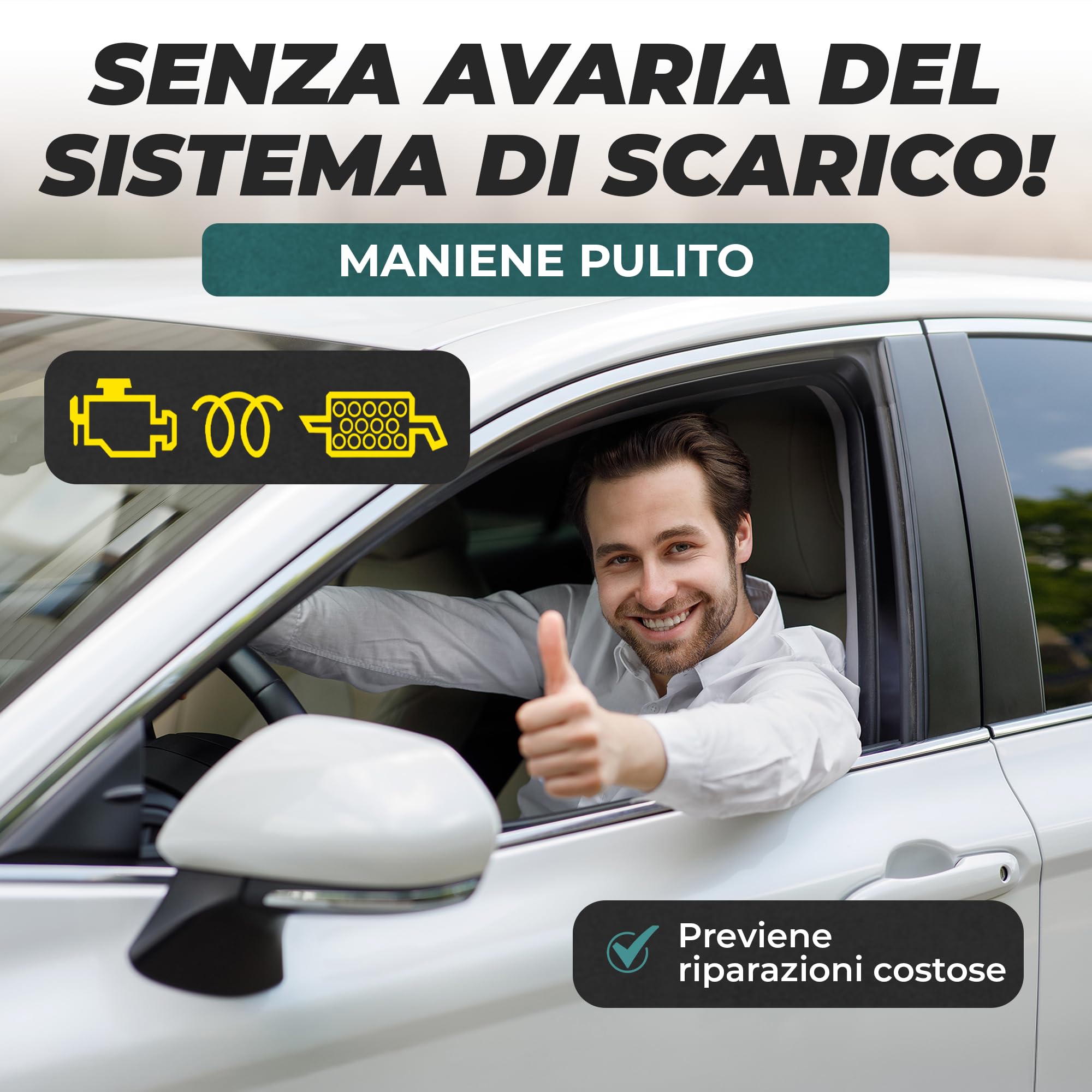 MARTIN STRAUSS Pulitore Diesel EURO 6 in 1. Decarbonizzante del sistema di scarico: Valvola EGR, Turbo, Catalizzatore, FAP, Lambda. 1 Litro, 3 Dosi