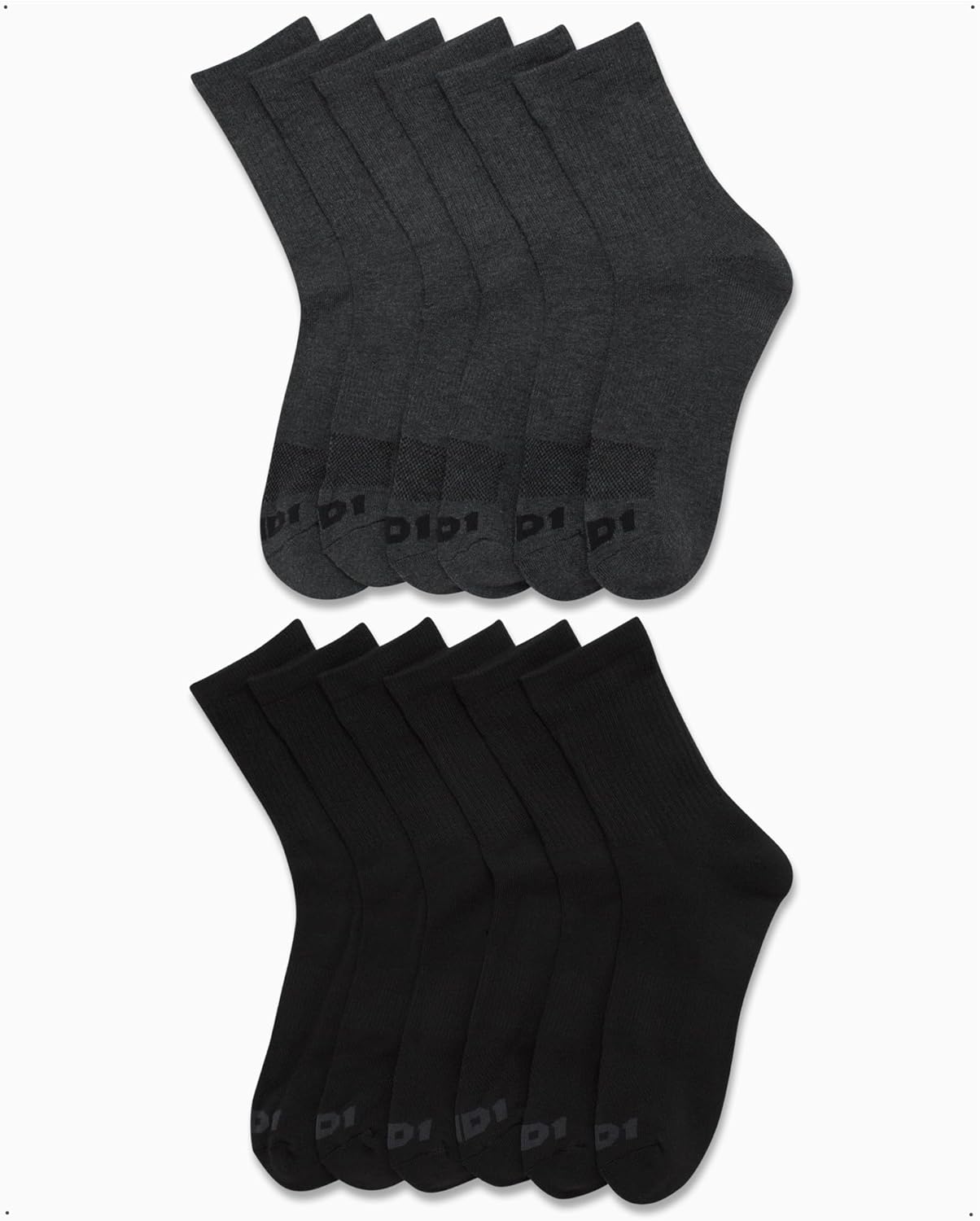 AND1 Men's Mid Crew Performance Cushioned Socks (12-Pack) - Image 5