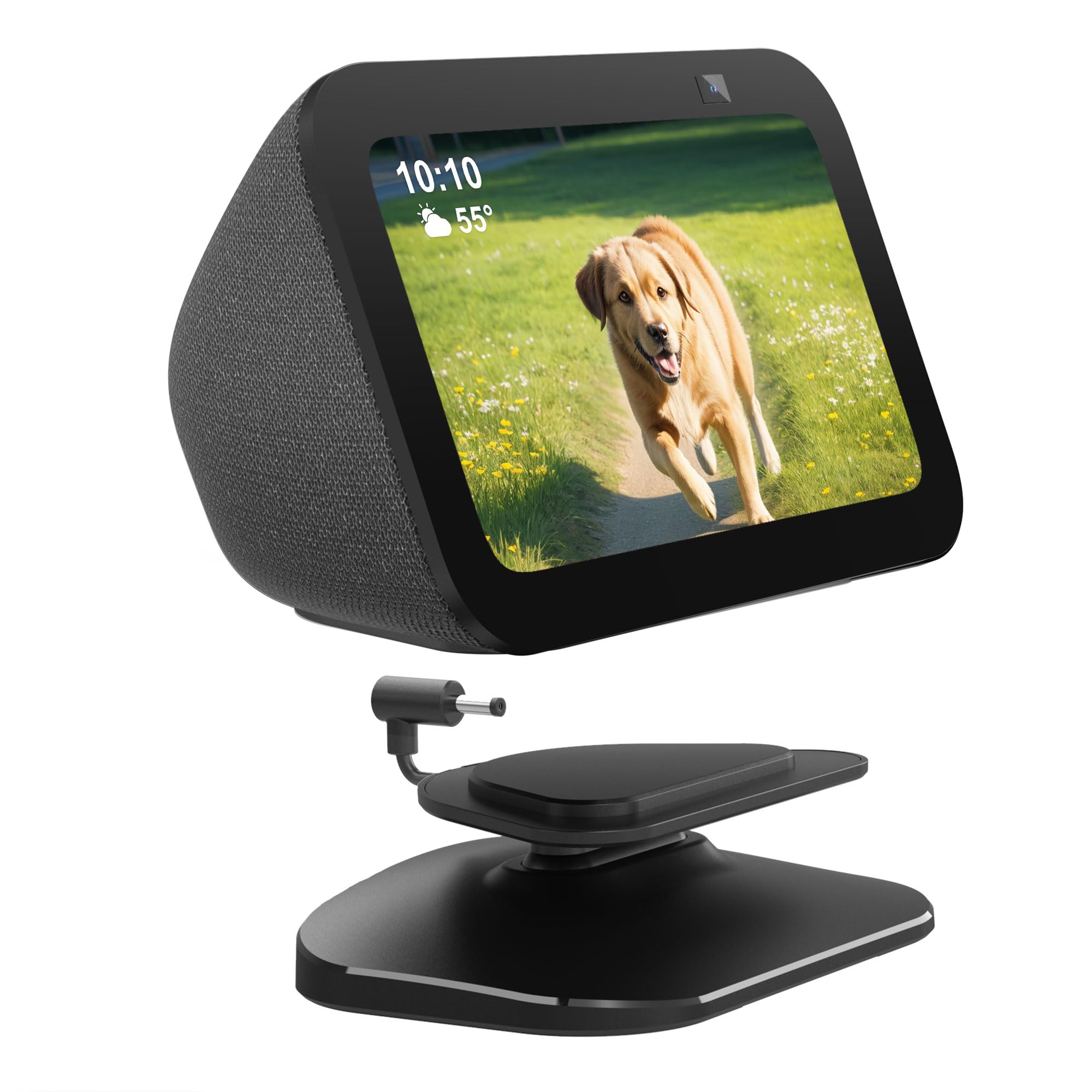 HomeMount Station de charge réglable pour Echo Show 5 (3ème) avec USB-C et port de charge USB, support de charge inclinable avec aimant puissant (pour téléphones et Echo Show 5 3ème – Noir)